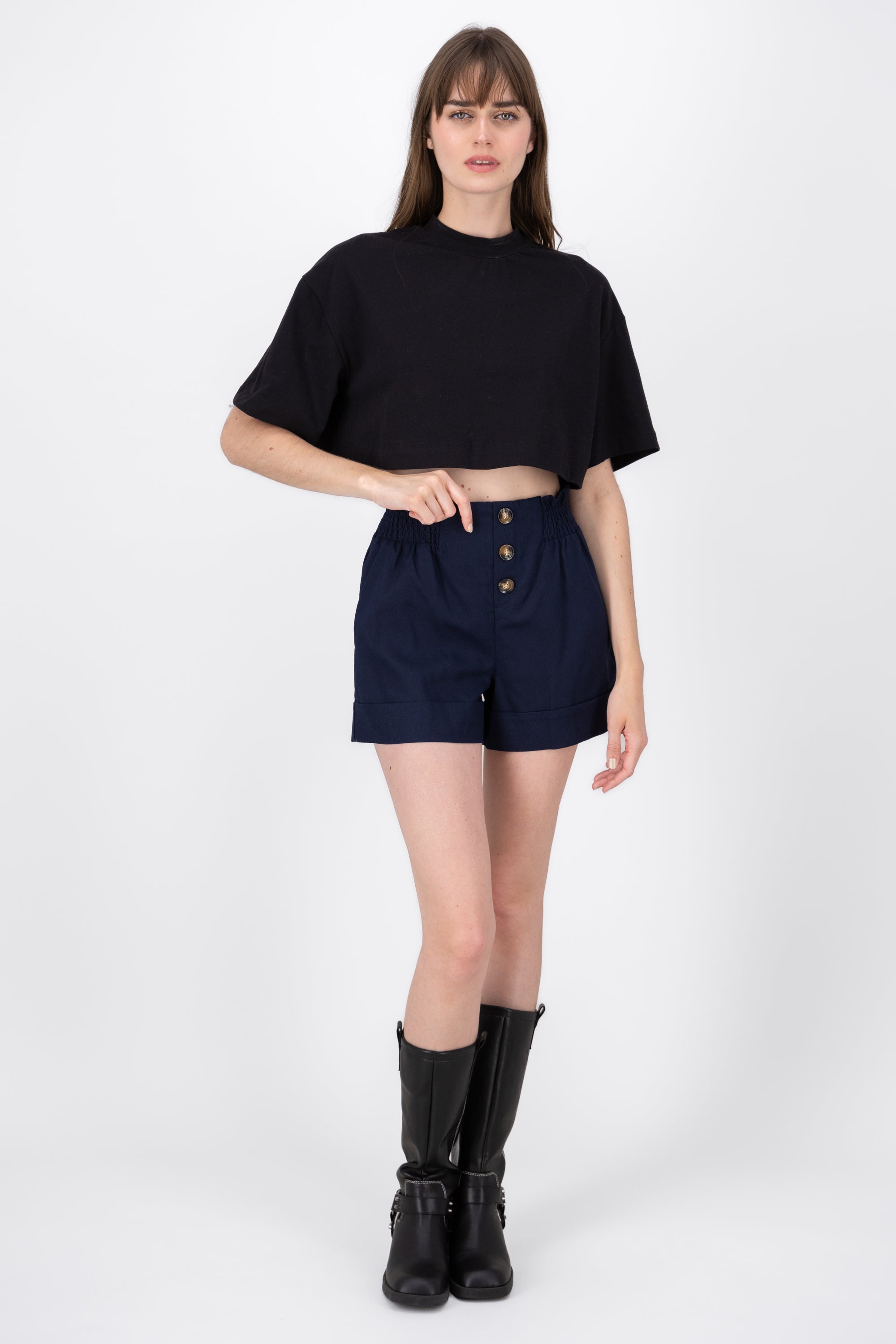 Shorts with hem and elastic sides Hypsters MARINE