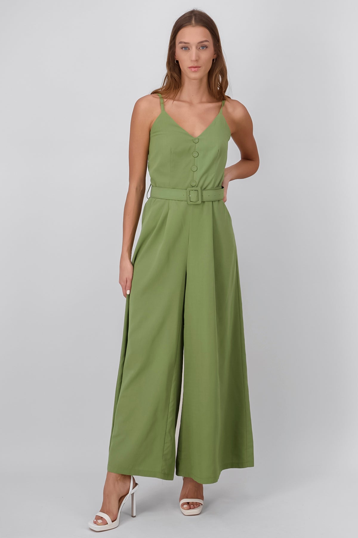 Jumpsuit Pantalon Wide Leg Con Cinturon Hypsters OLIVO