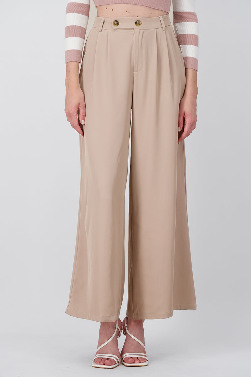 Pantalon recto wideleg doble boton hypsters BEIGE