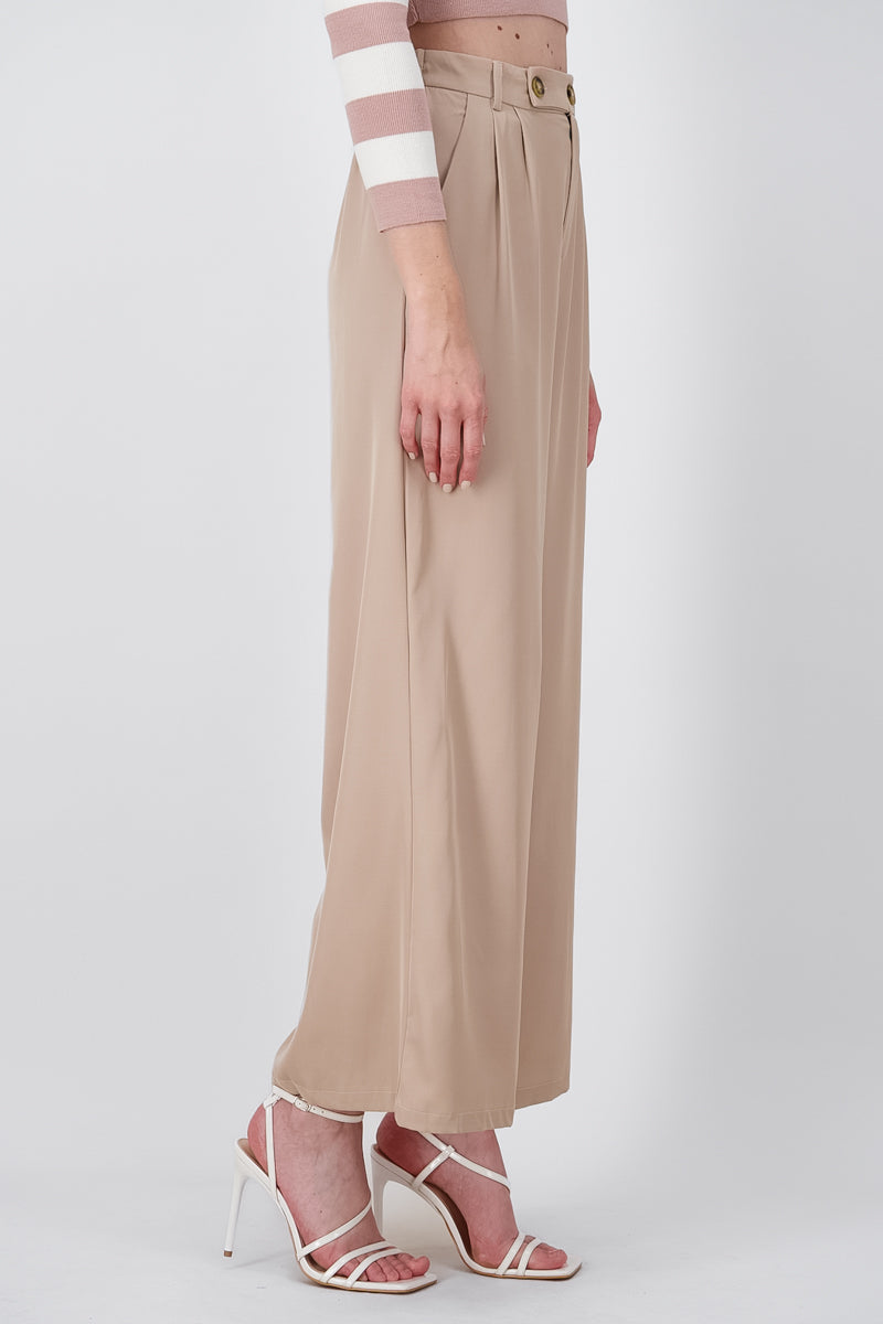 Pantalon recto wideleg doble boton hypsters BEIGE