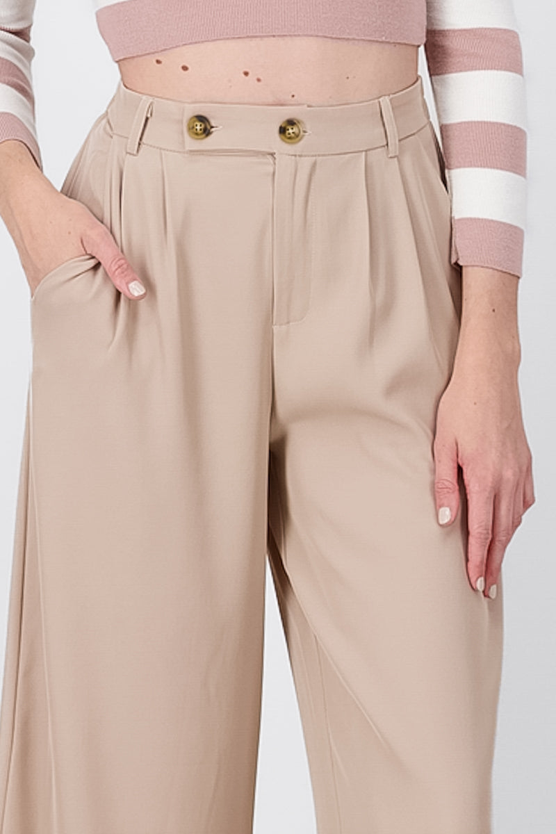 Pantalon recto wideleg doble boton hypsters BEIGE