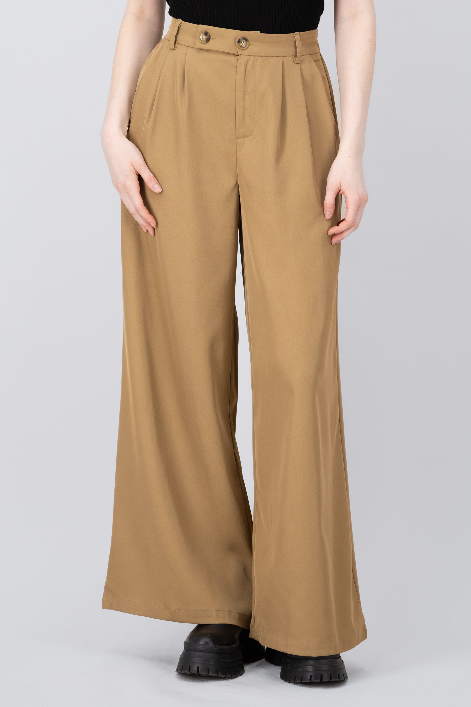 Pantalon recto wideleg doble boton hypsters KHAKI