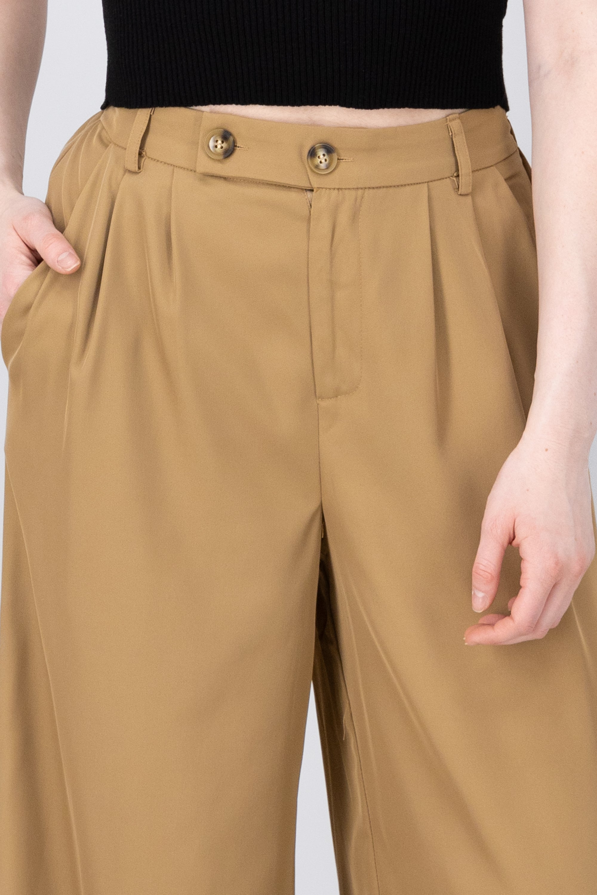 Pantalon recto wideleg doble boton hypsters KHAKI