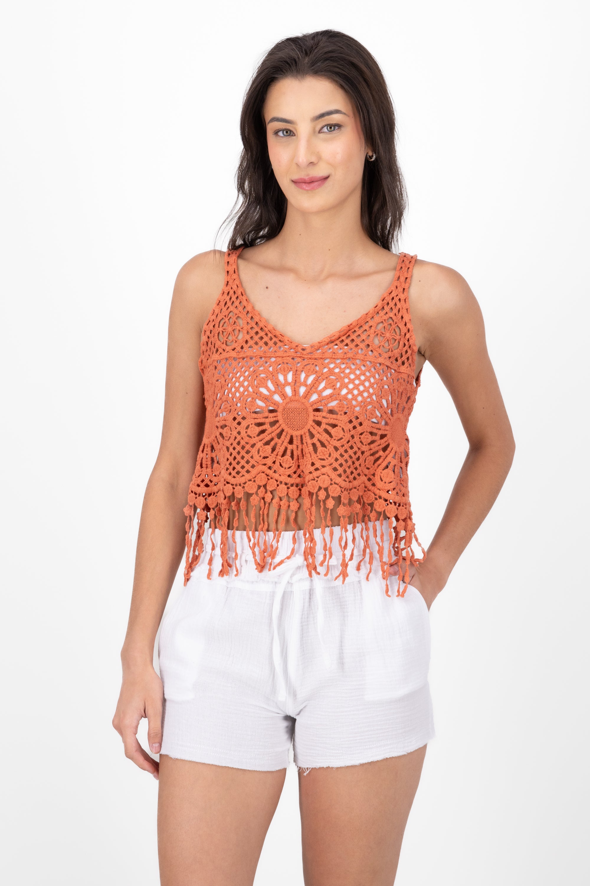 Top Encaje Boho Hypsters NARANJA