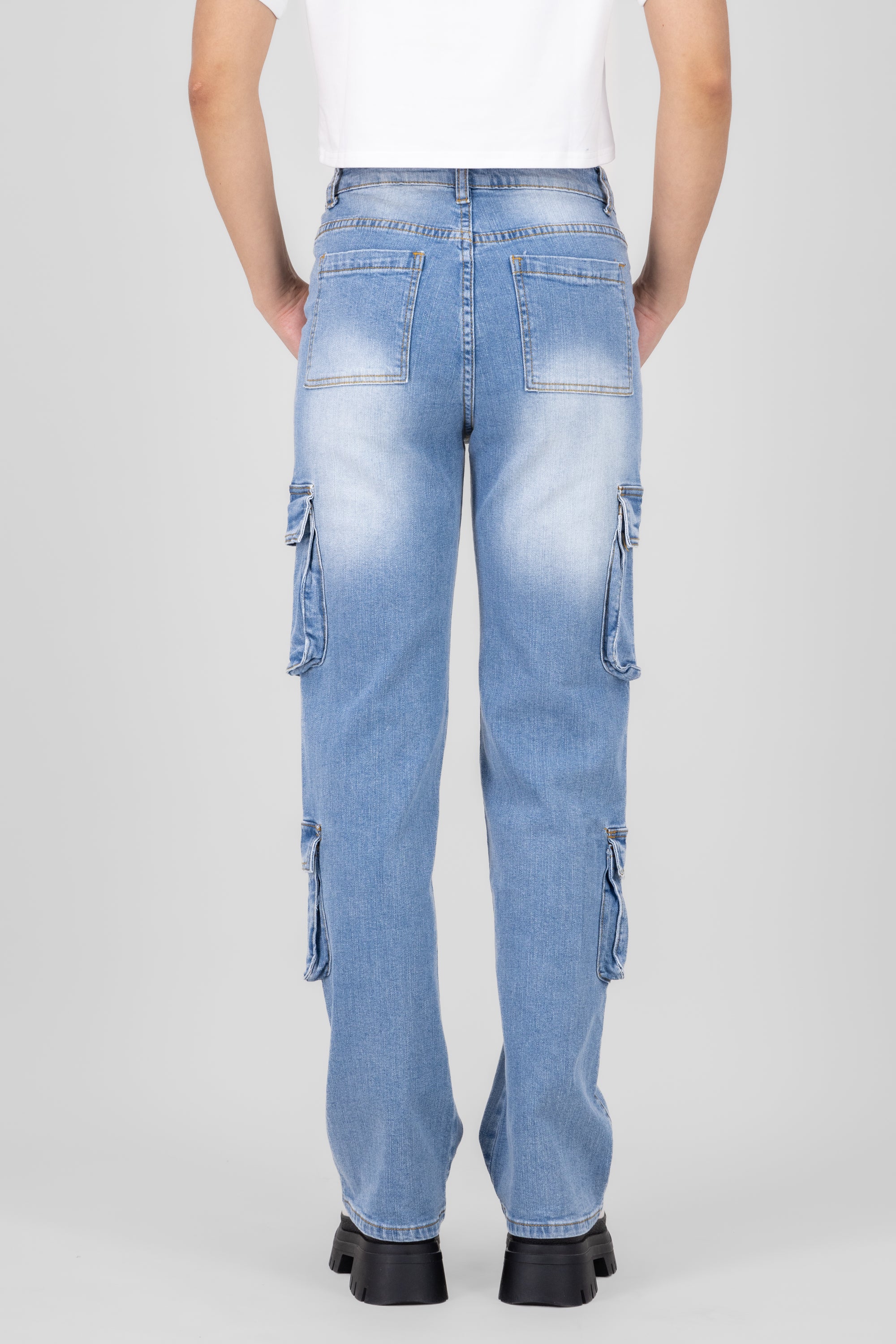 Jeans cargo wide leg LIGHT WASH