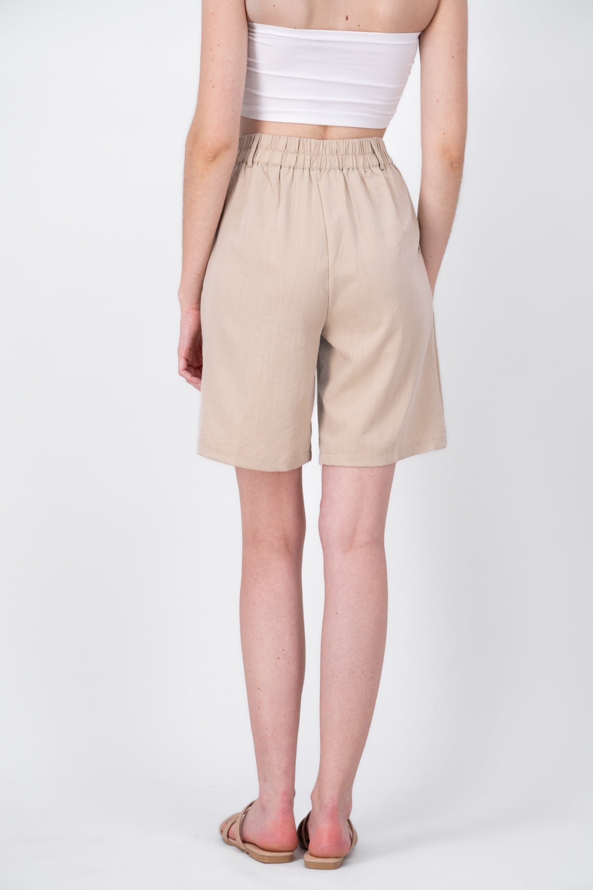 Long shorts with waistband and hyppsters button BEIGE