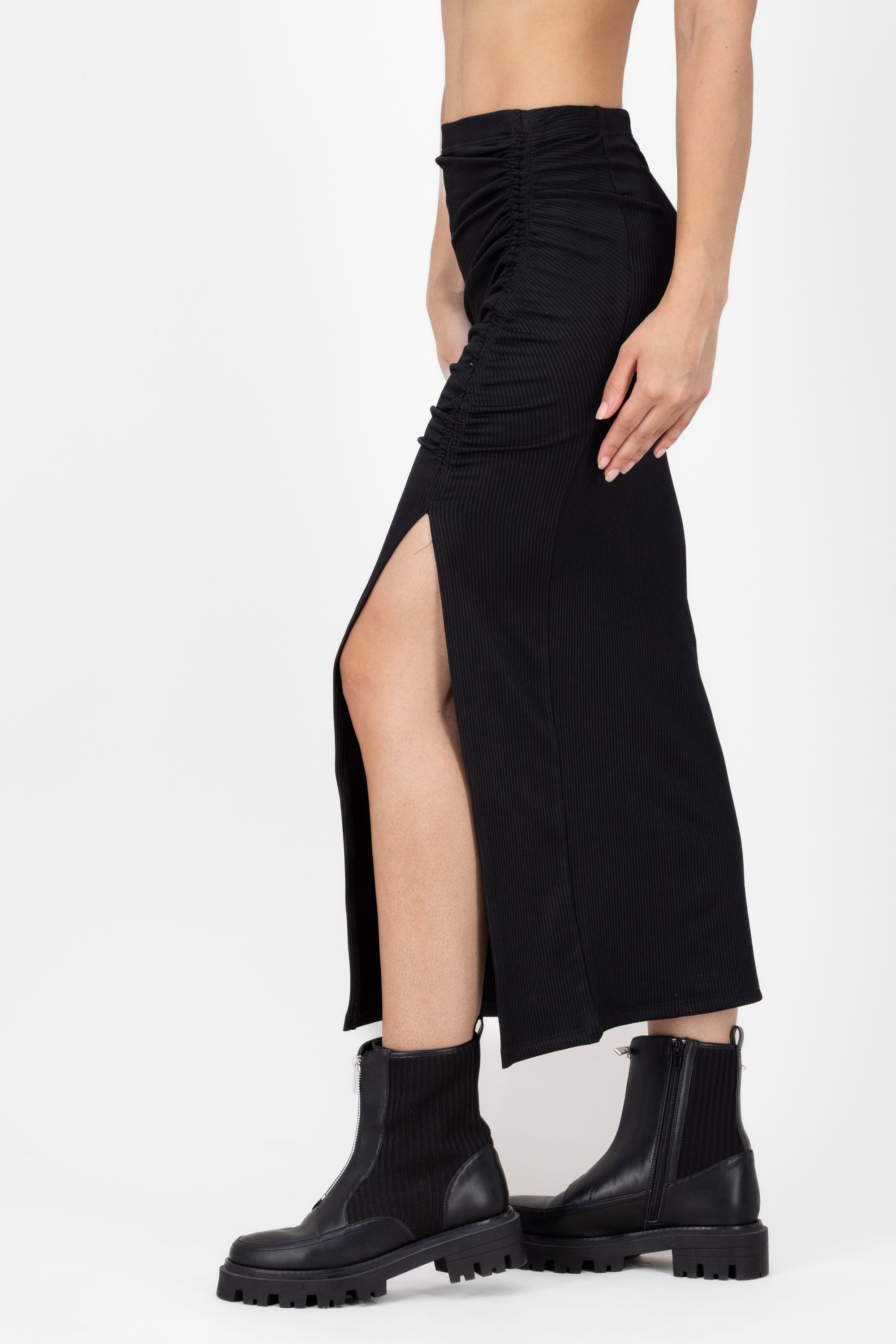 Falda Maxi Rib NEGRO