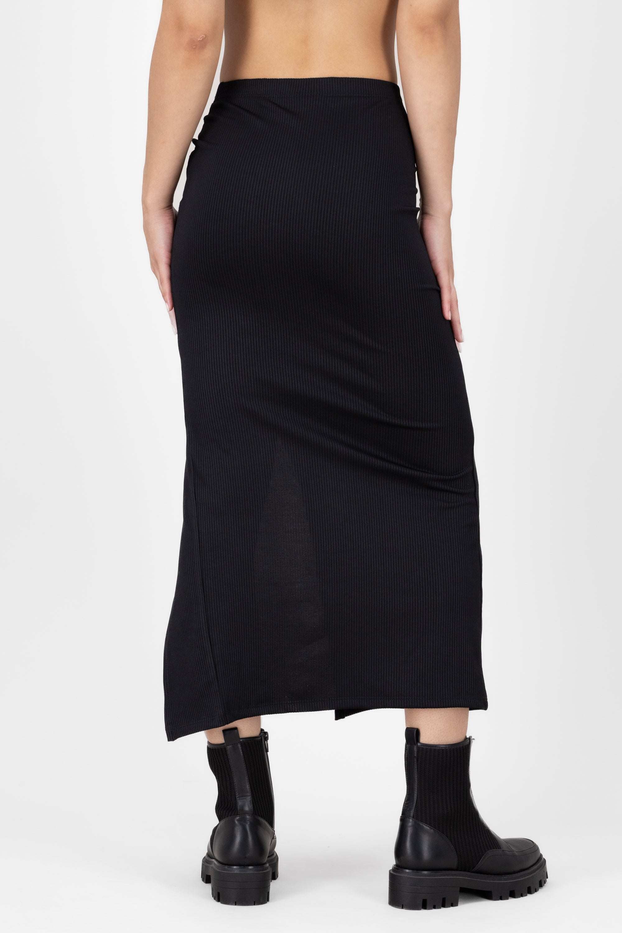 Falda Maxi Rib NEGRO