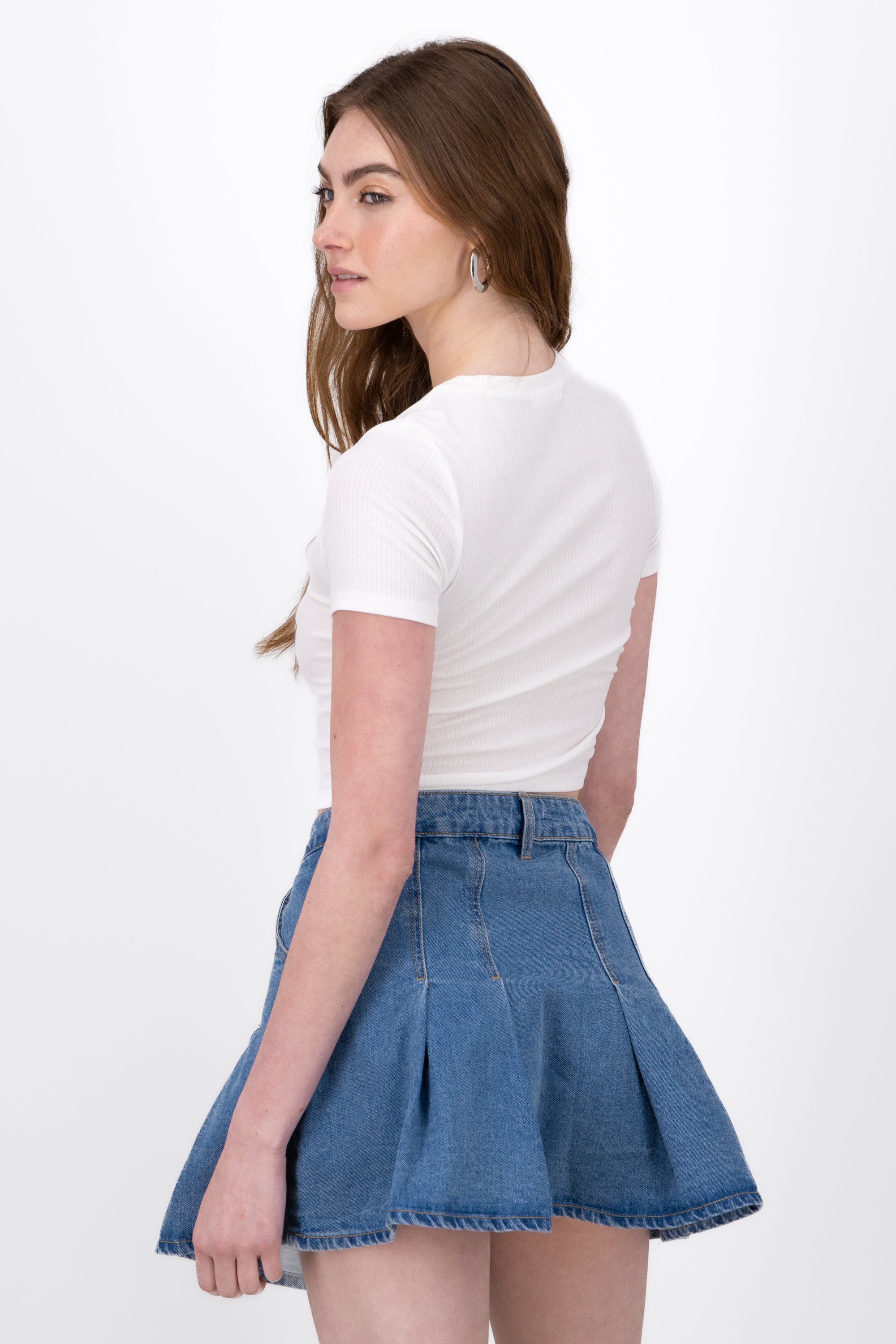 Rib short manga top WHITE