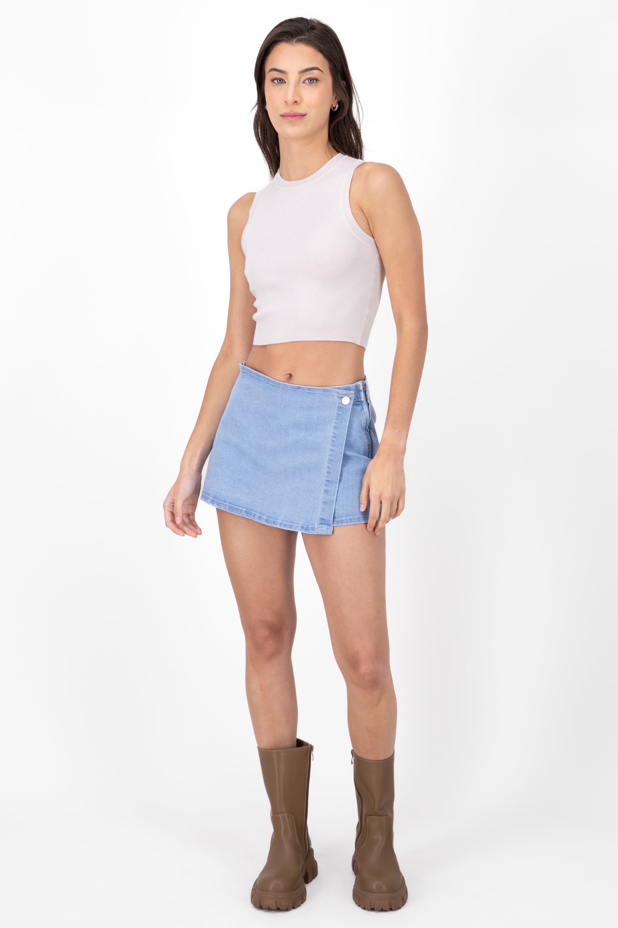 Falda Short Denim Cruzada LIGHT WASH