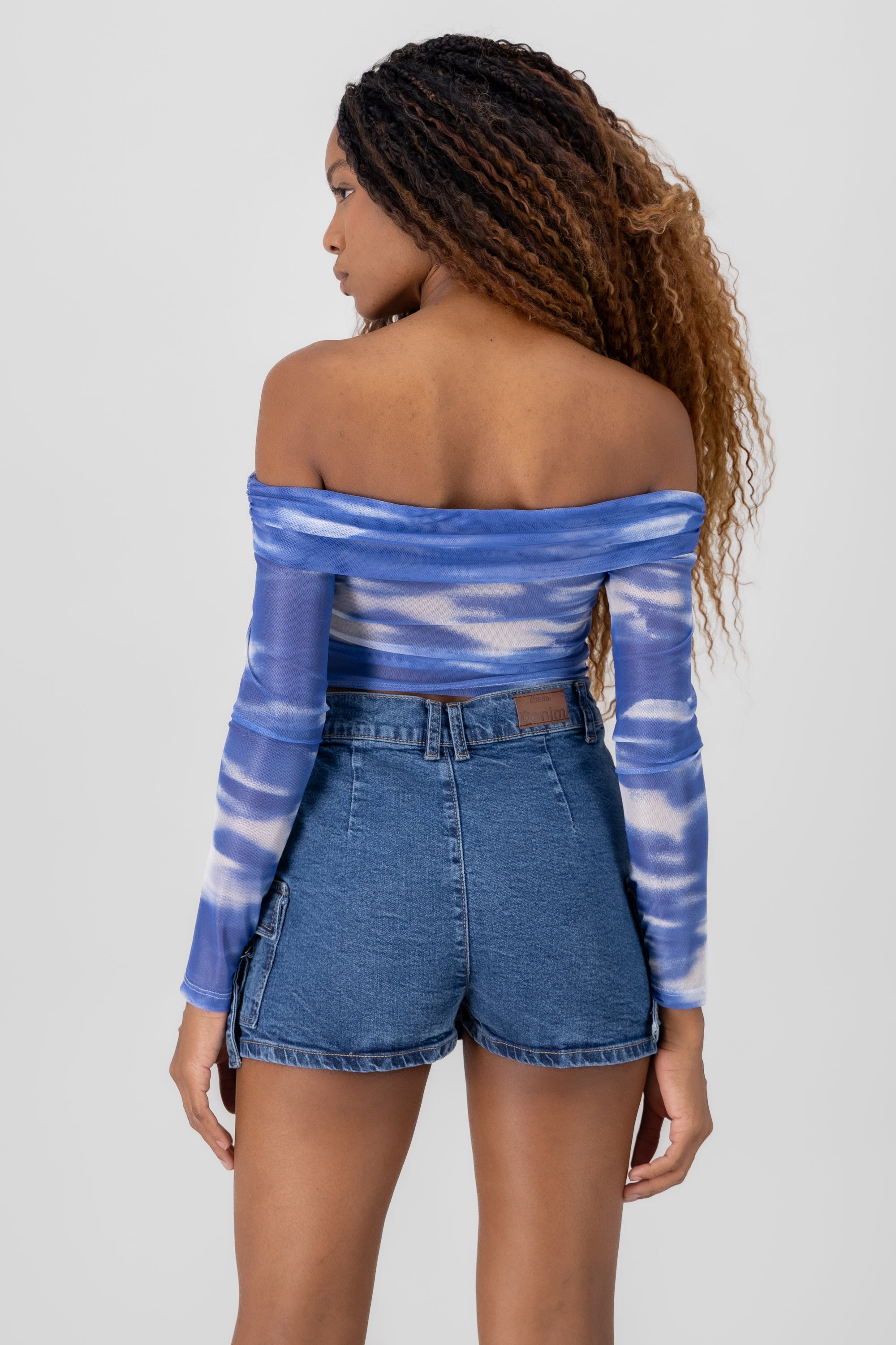 Top mesh printed detail INDIGO