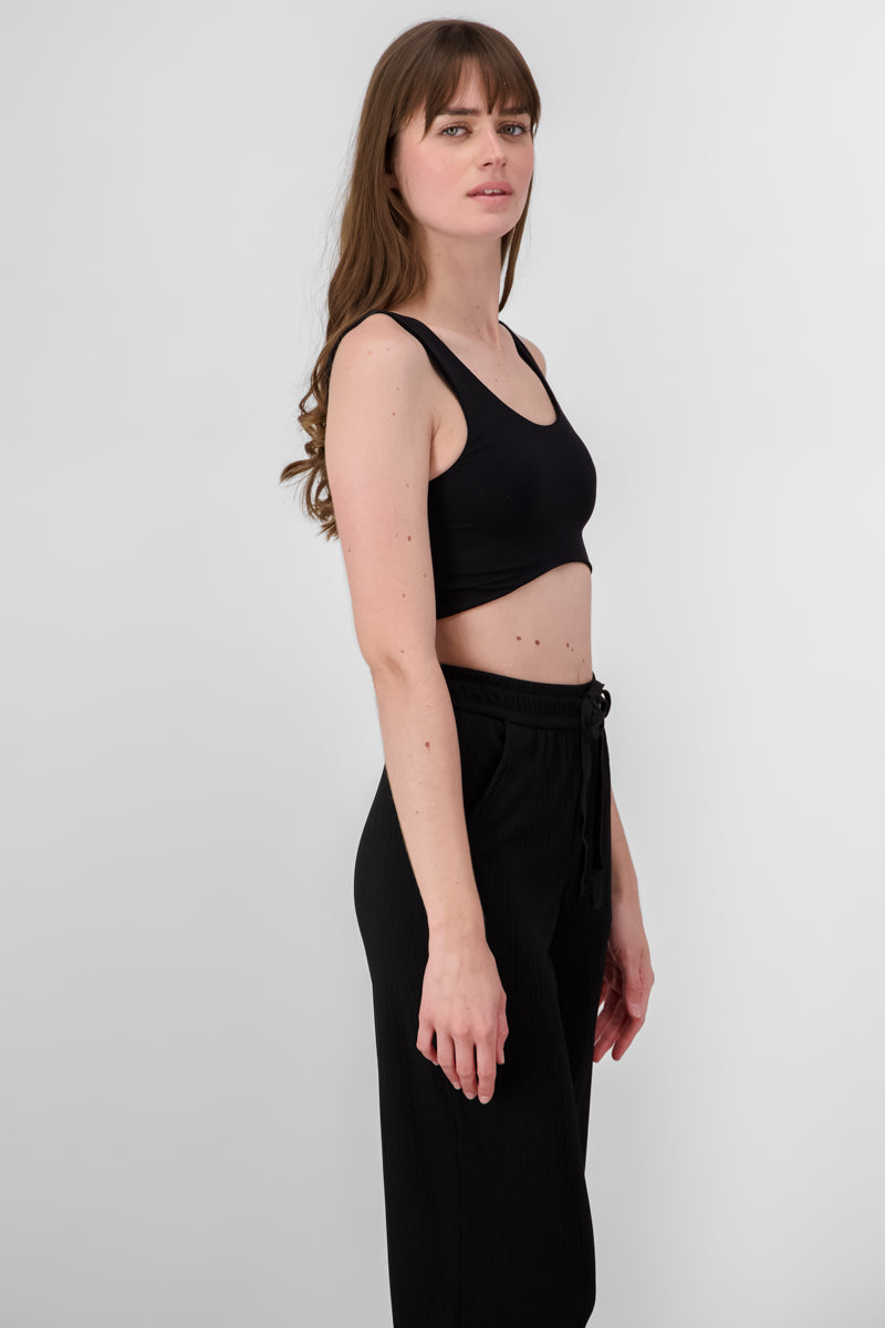 Crop top doble tela tirante grueso NEGRO