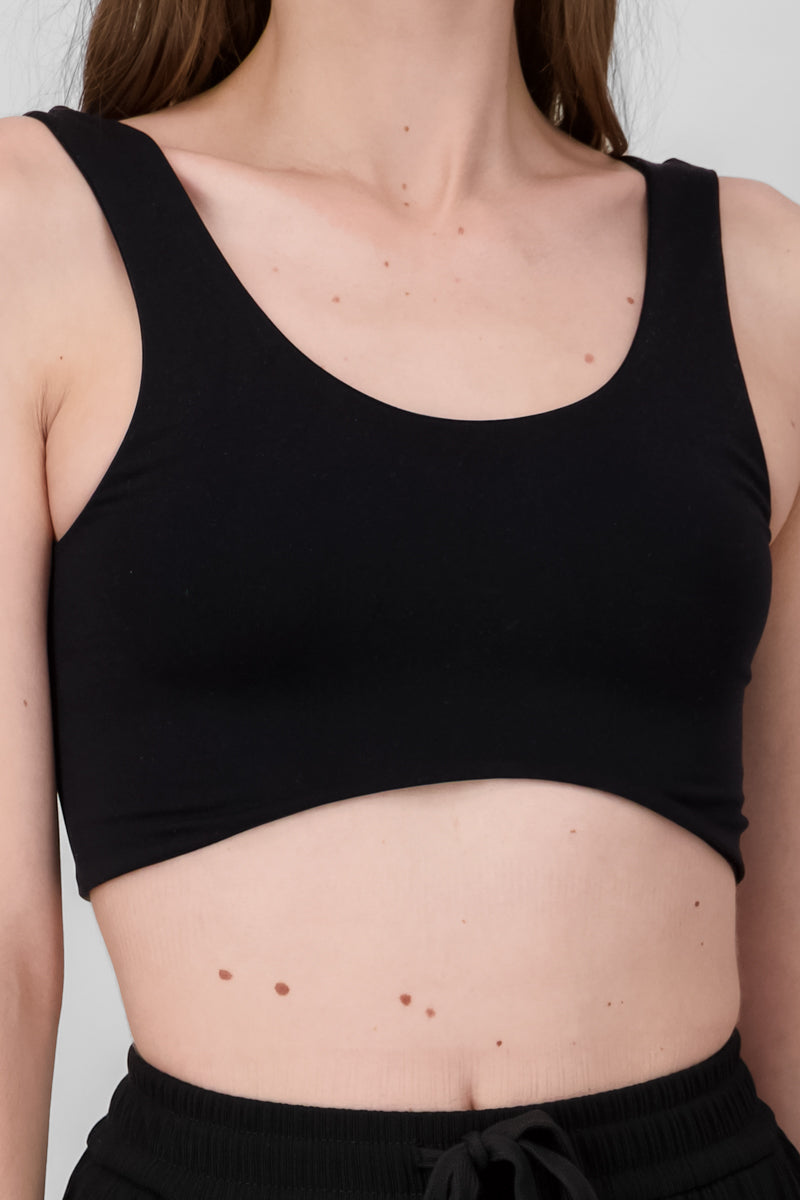 Crop top doble tela tirante grueso NEGRO