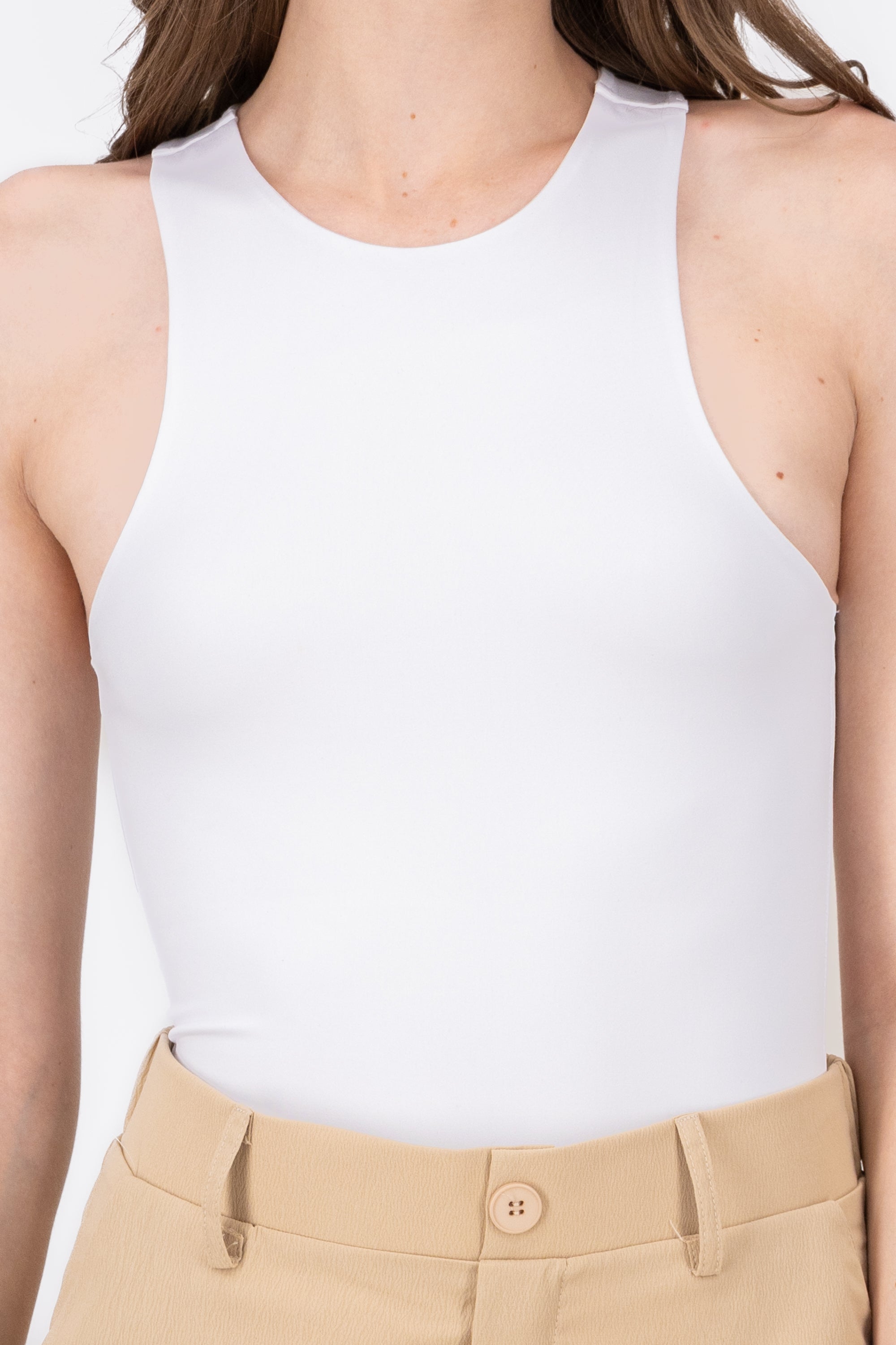 Bodysuit Sin Manga Liso BLANCO