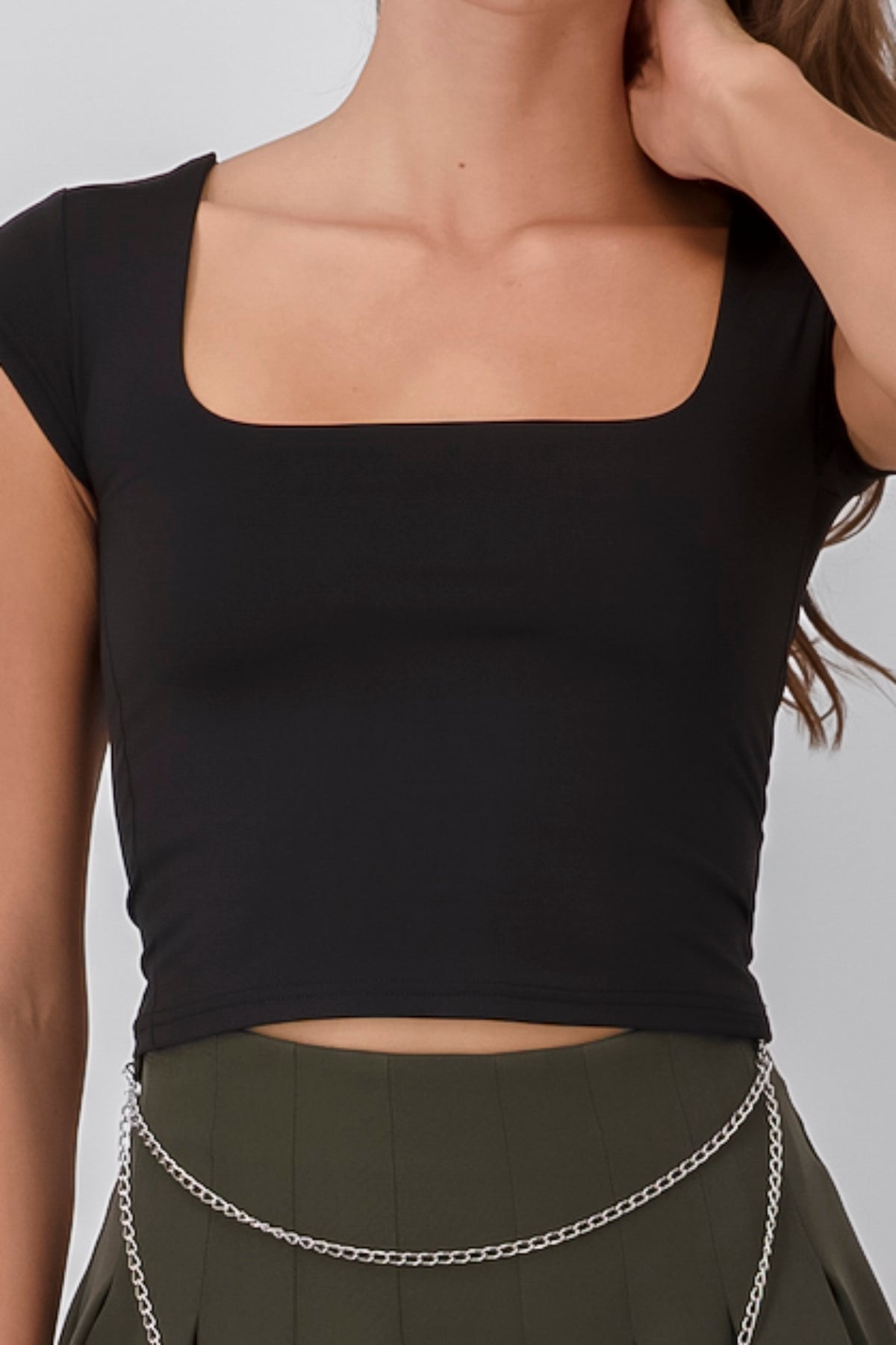 Top Escote Cuadrado Seamless NEGRO