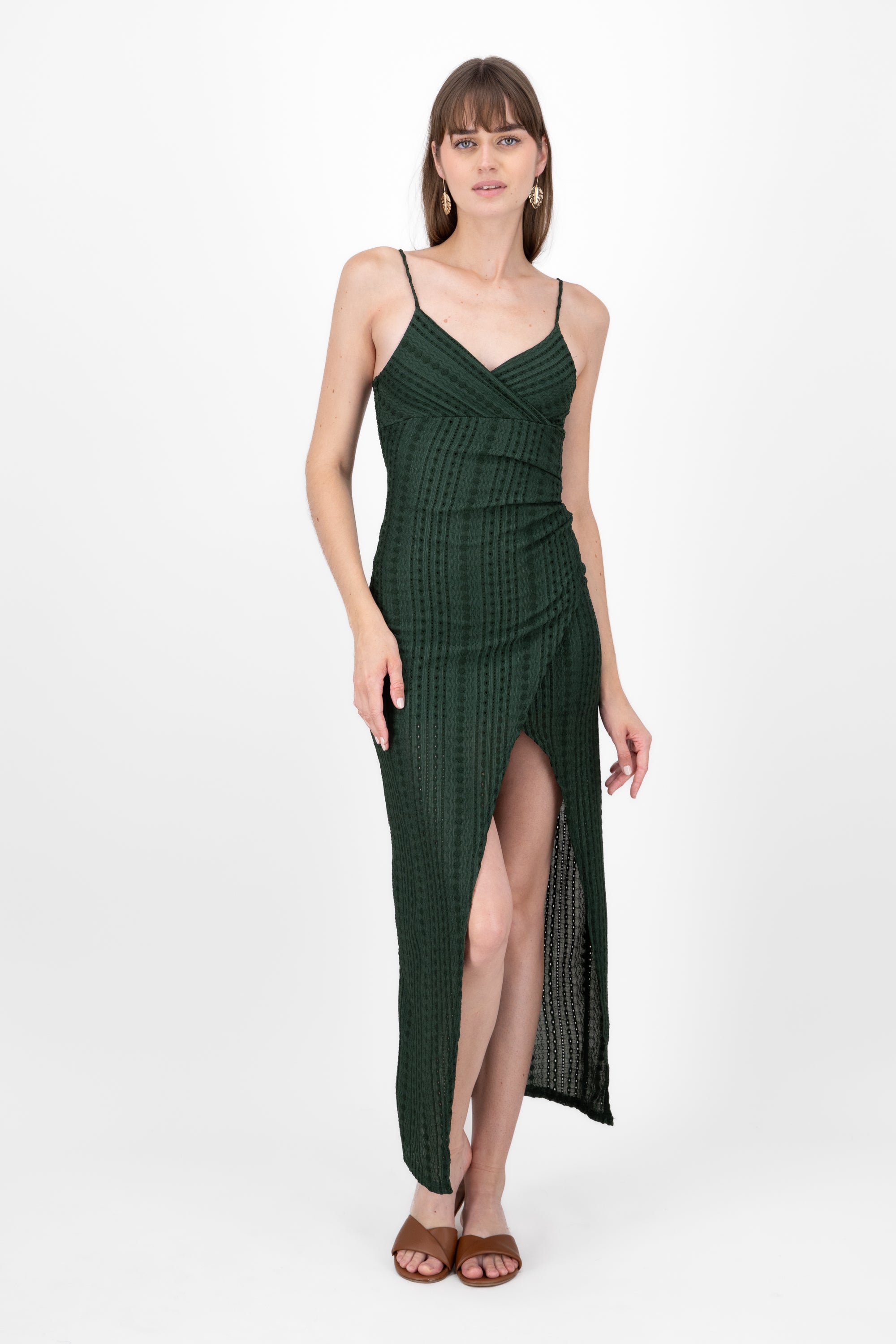 Vestido Maxi Textura VERDE CAZADOR