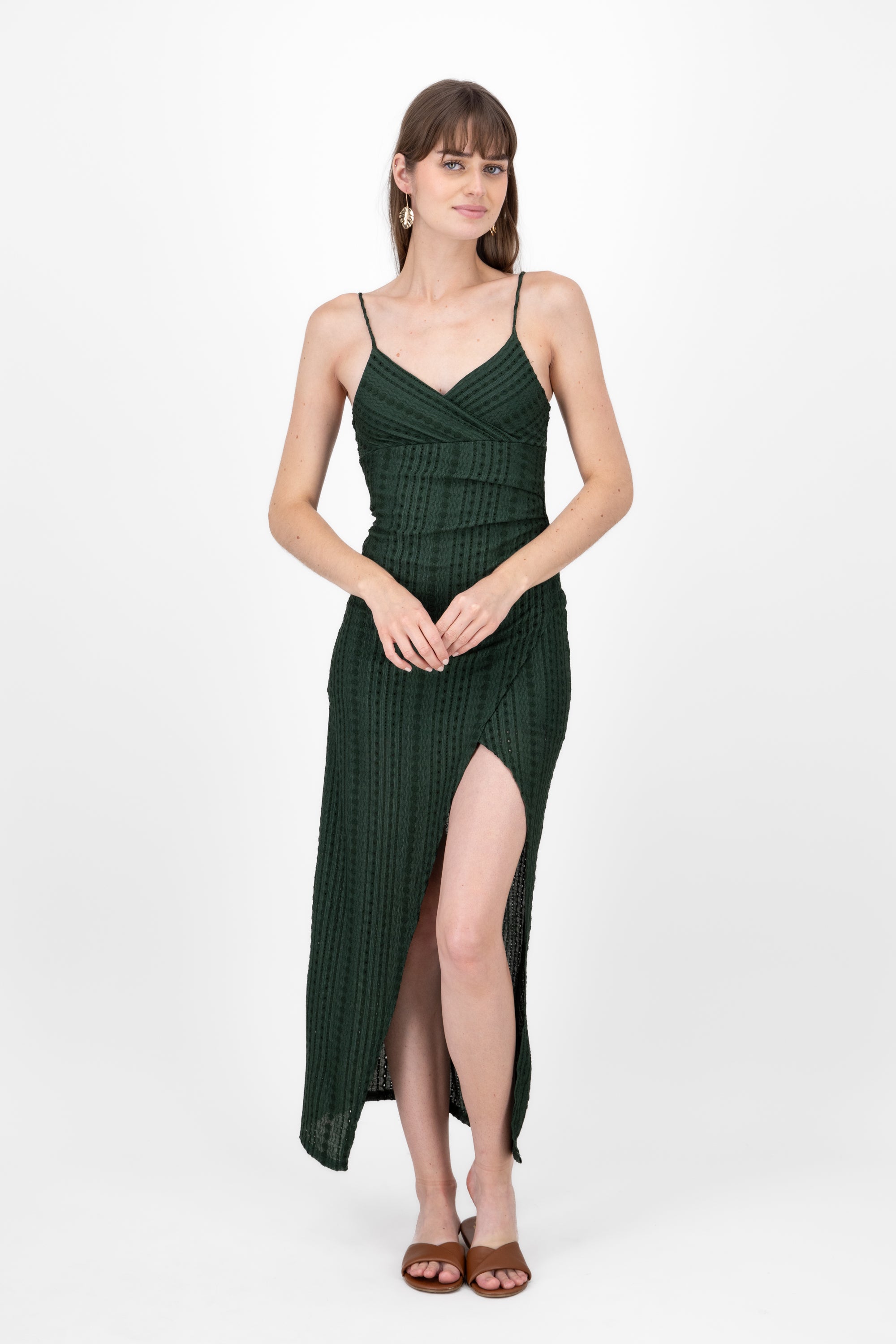 Vestido Maxi Textura VERDE CAZADOR