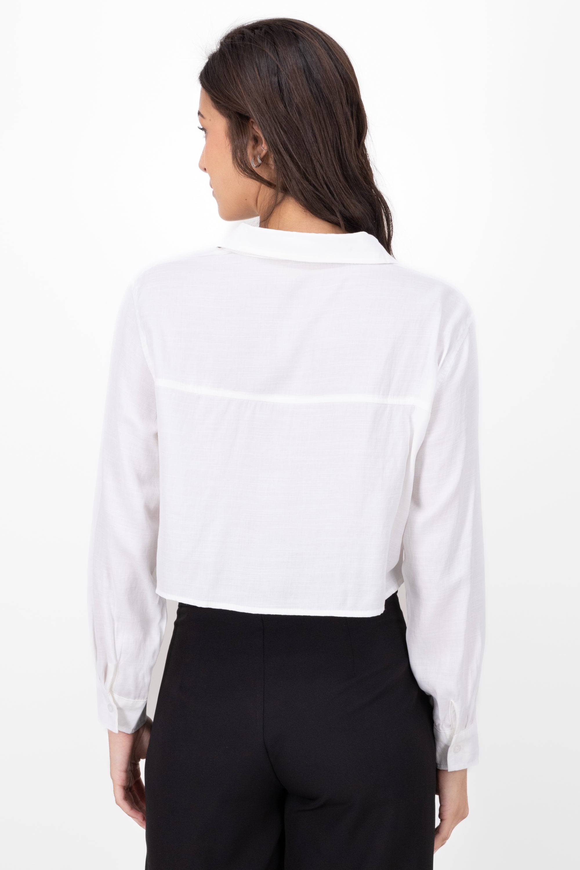 Long -sleeved cropped shirt WHITE