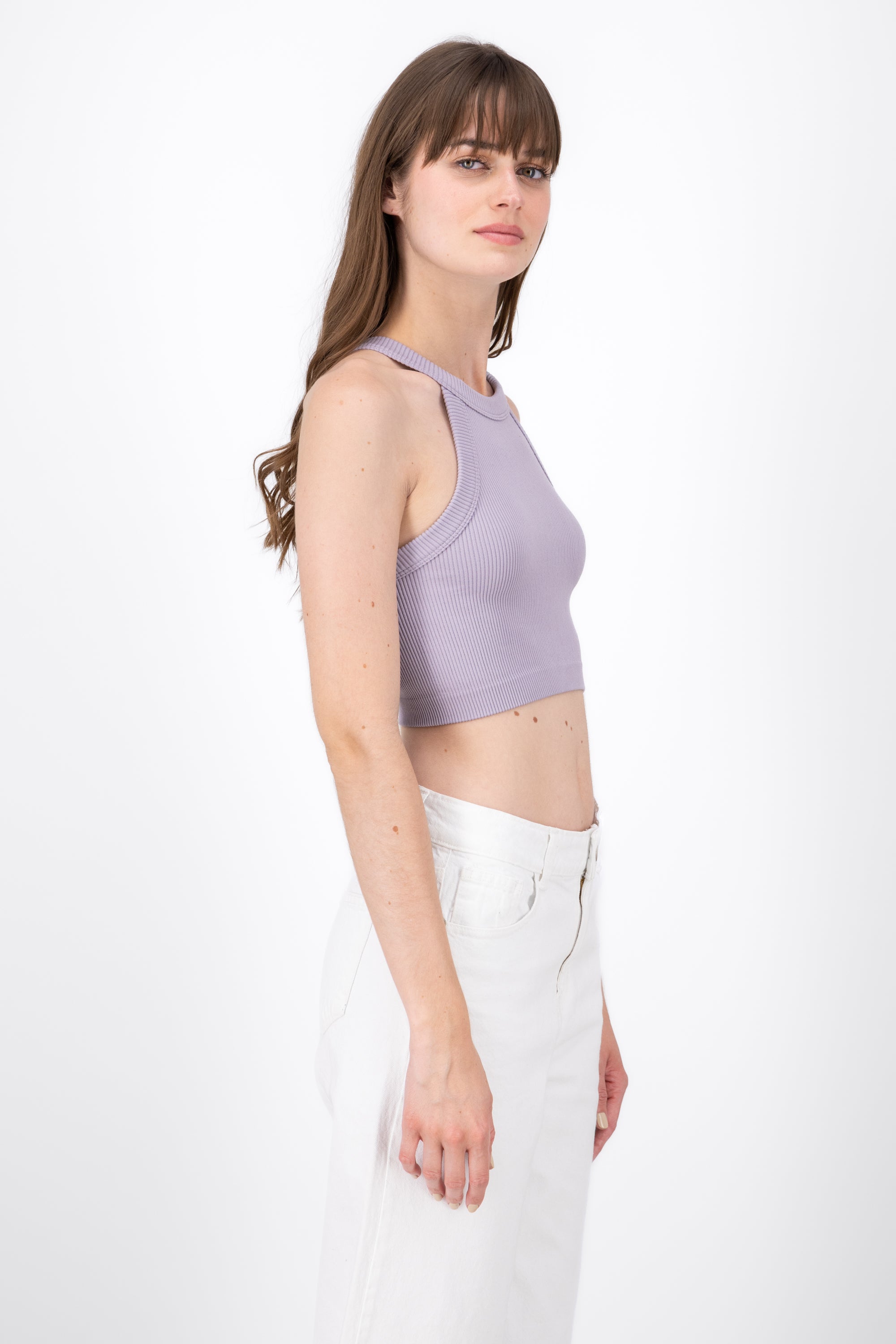 Top Seamless Acanalado Sin Manga GRIS