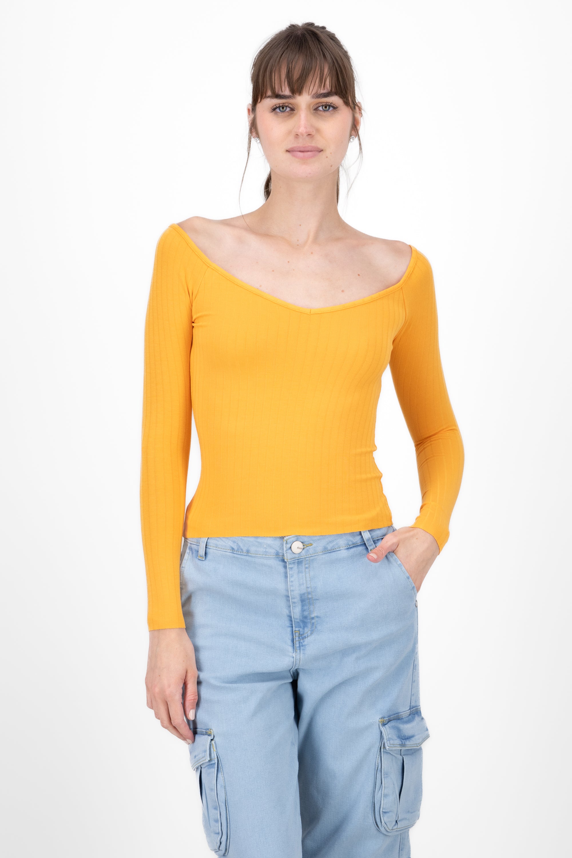 Top Rib Long Sleeve TANGERINE