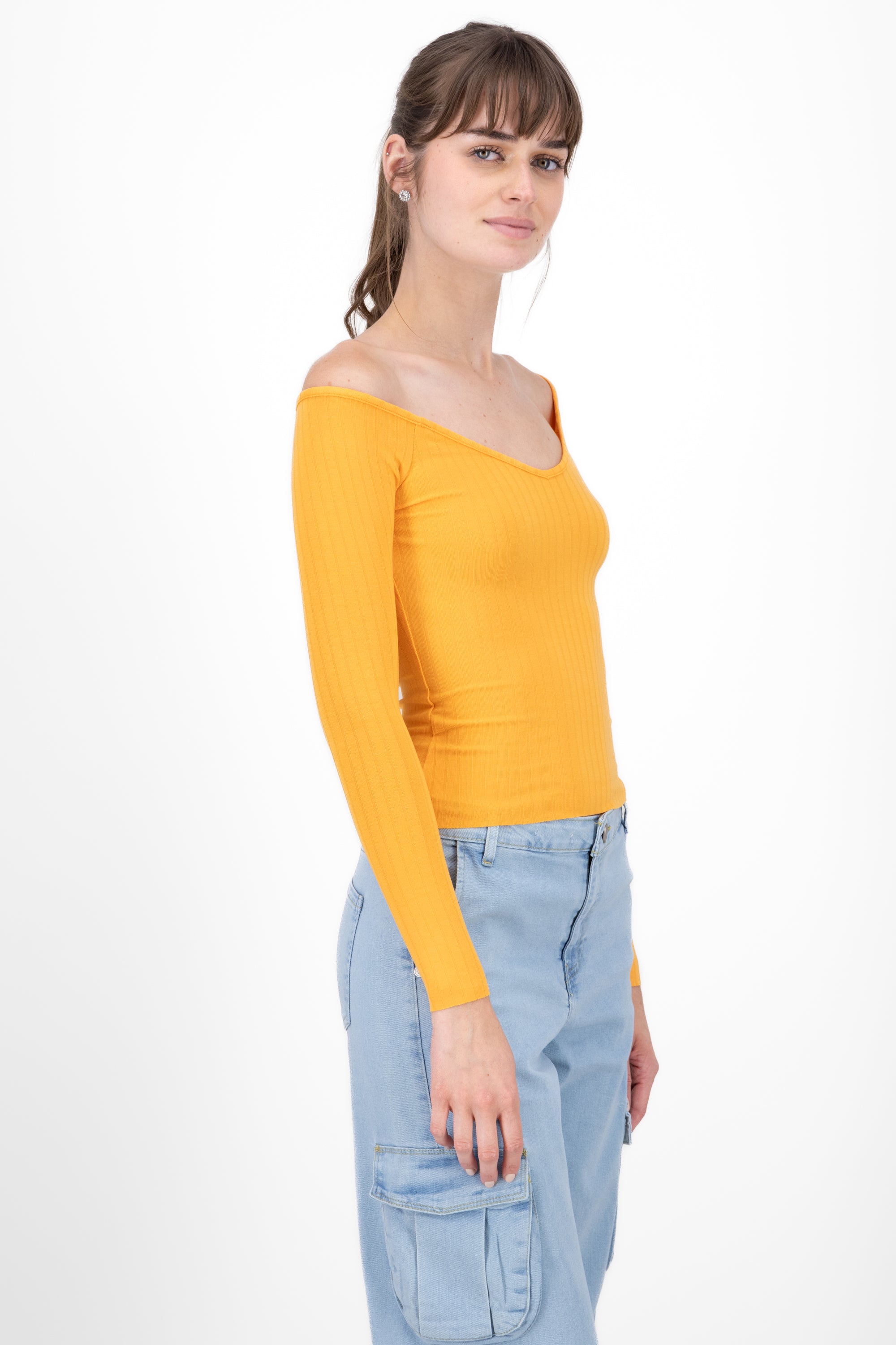 Top Rib Long Sleeve TANGERINE