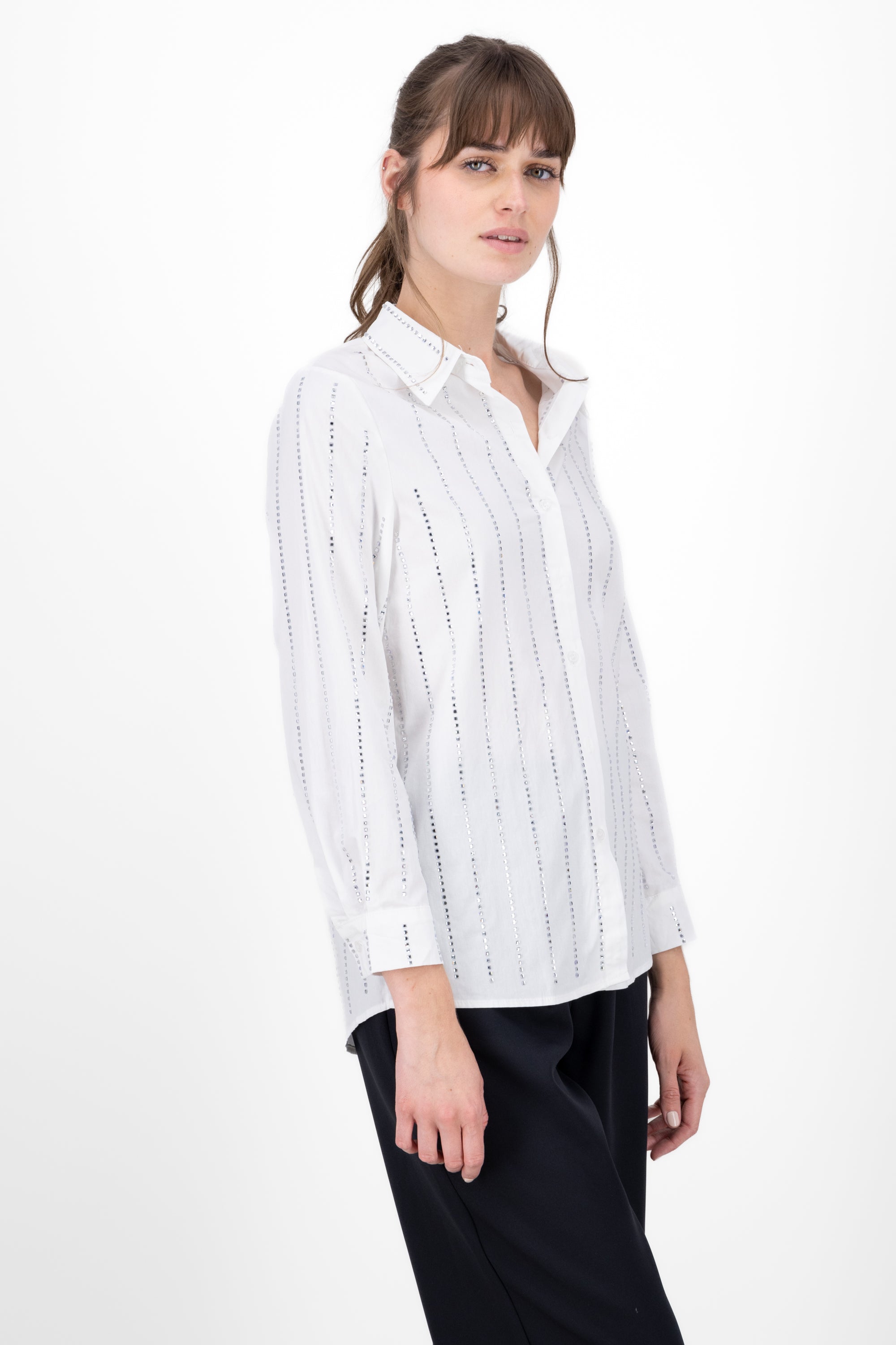 Long shirt Detail shine WHITE