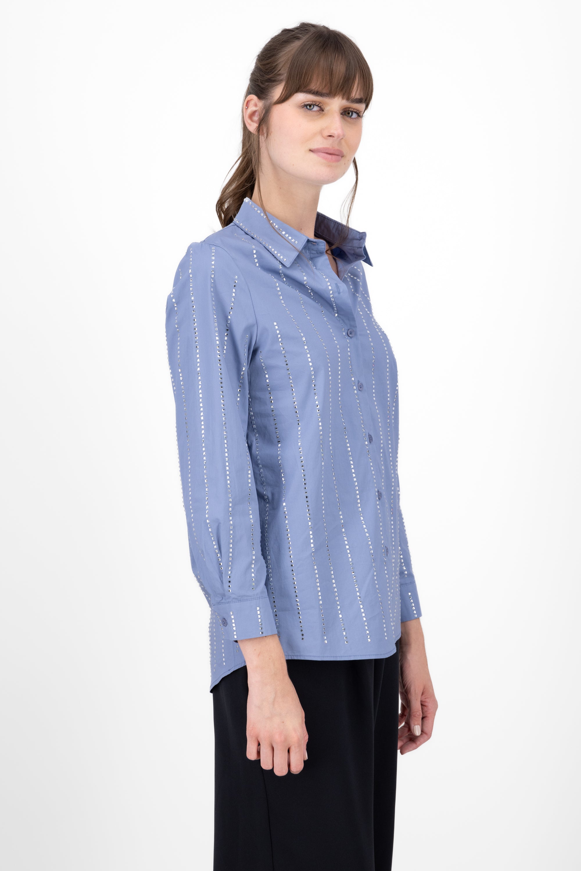 Long shirt Detail shine INDIGO