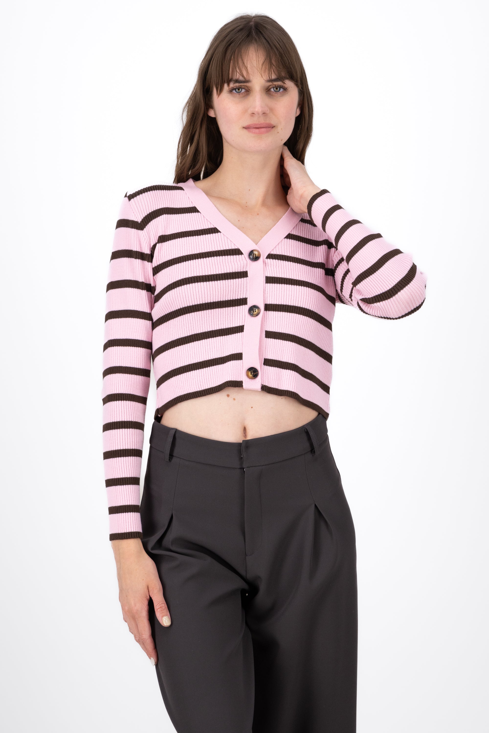 Cardigan Hypsters stripe buttons Rosa Combo