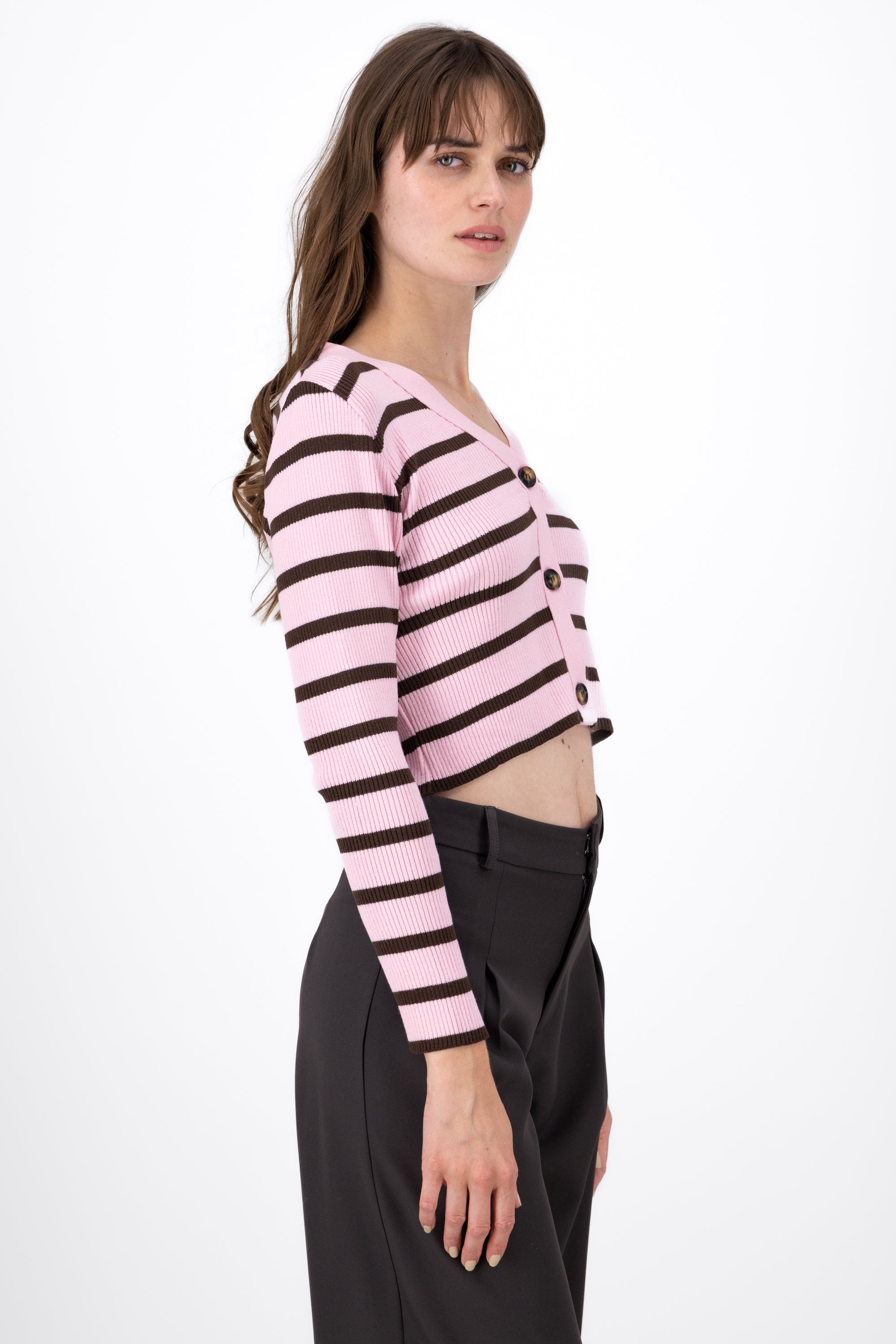 Cardigan Hypsters stripe buttons Rosa Combo