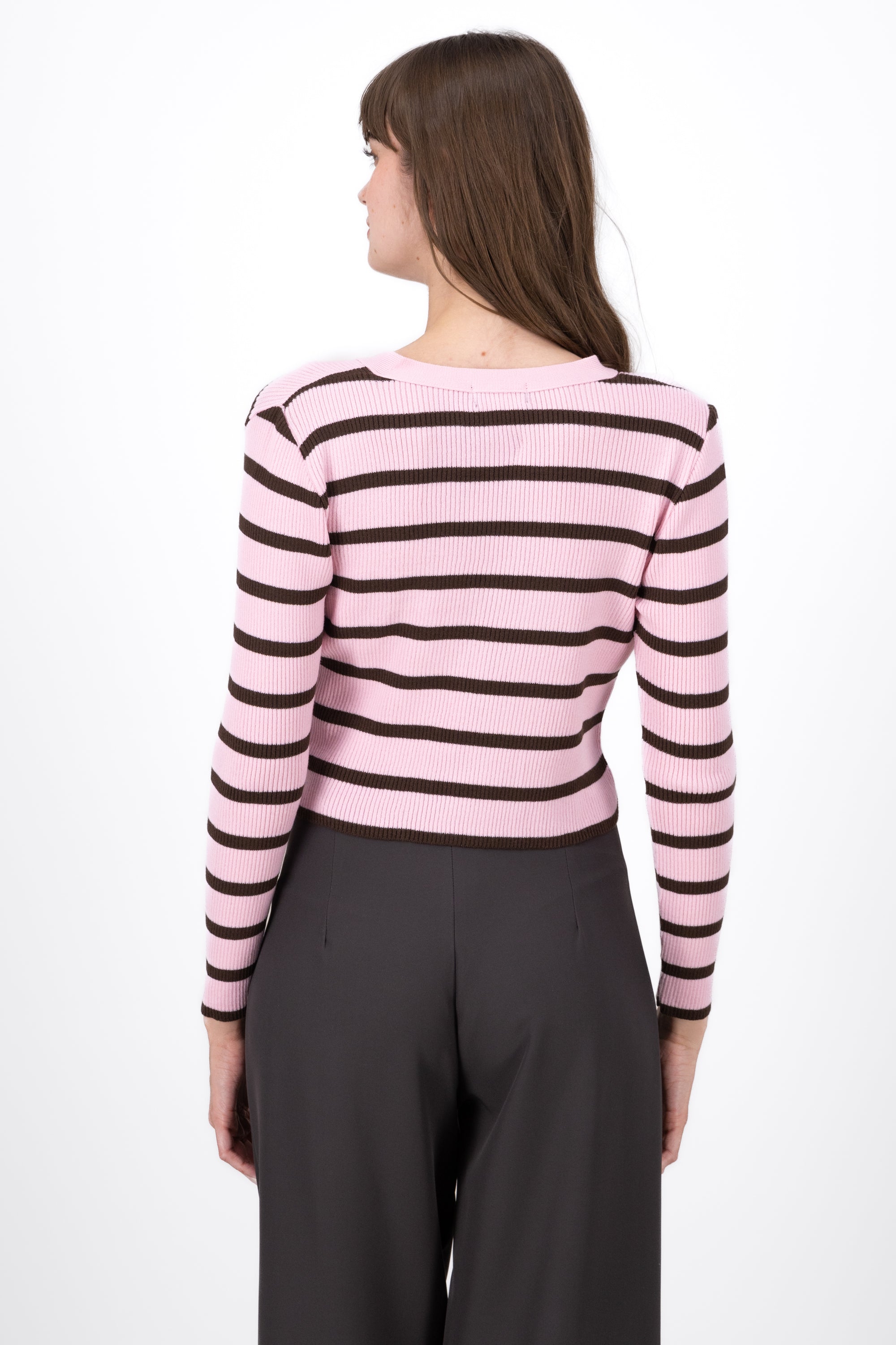 Cardigan Hypsters stripe buttons Rosa Combo