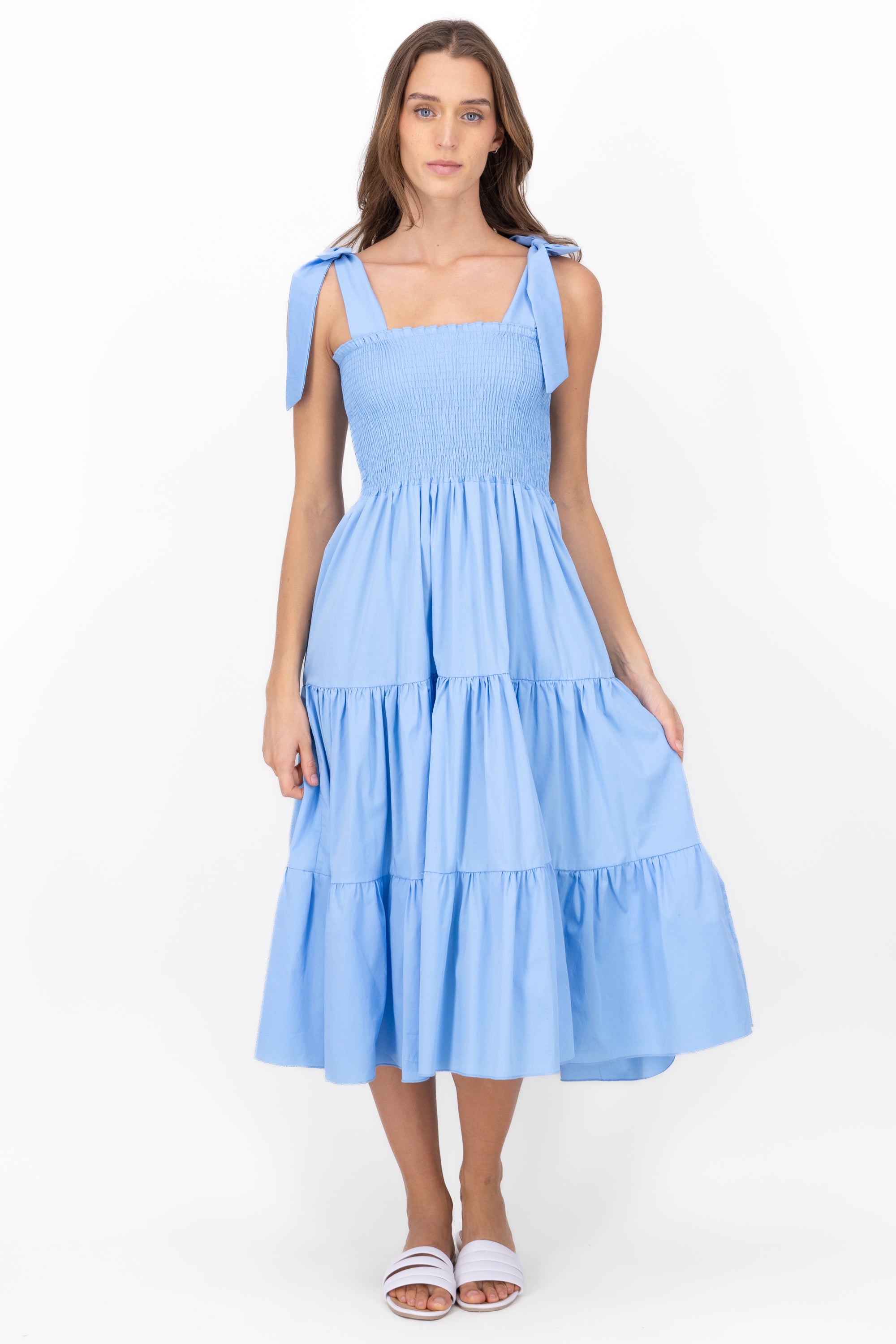 Vestido midi olanes AZUL CIELO