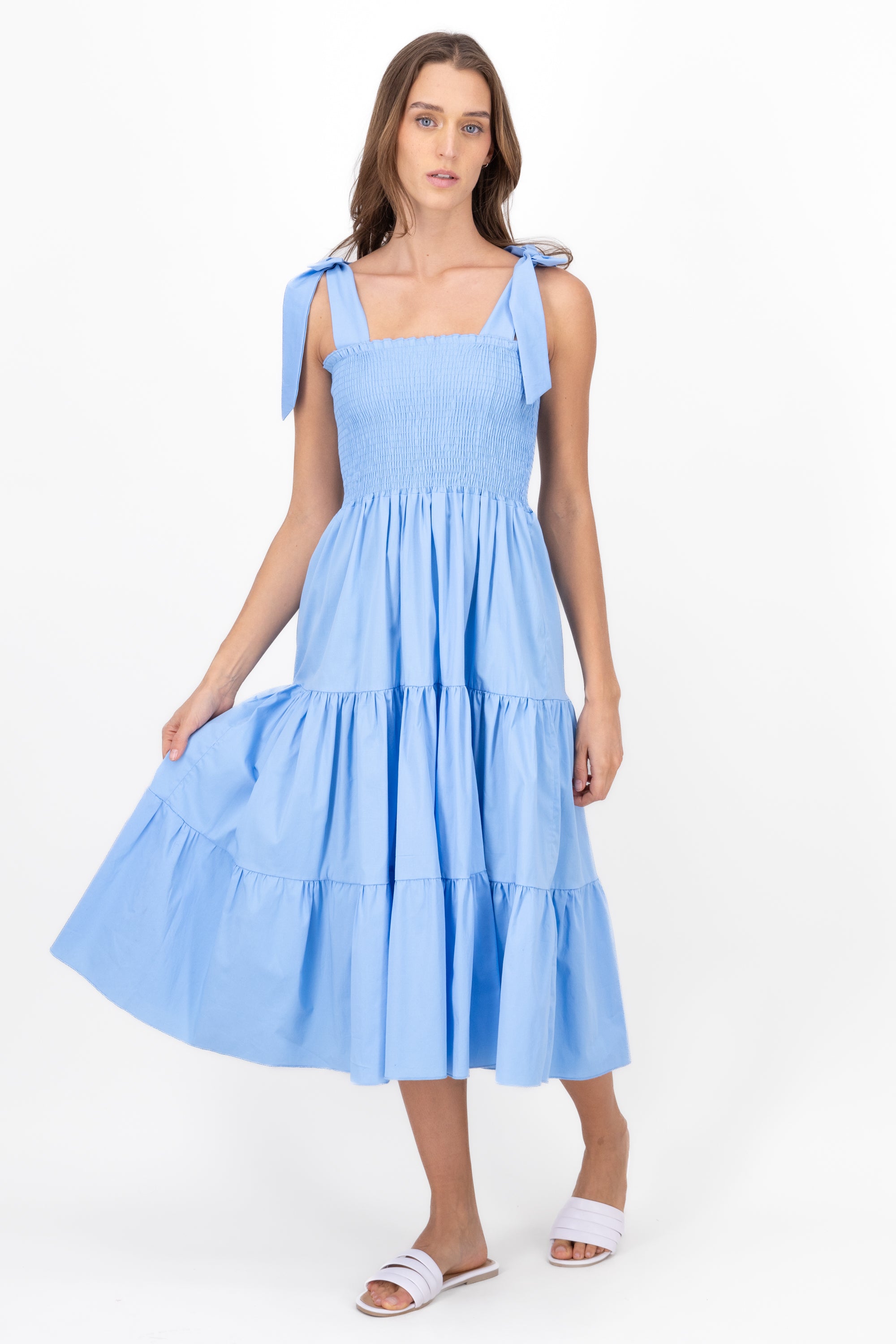 Vestido midi olanes AZUL CIELO