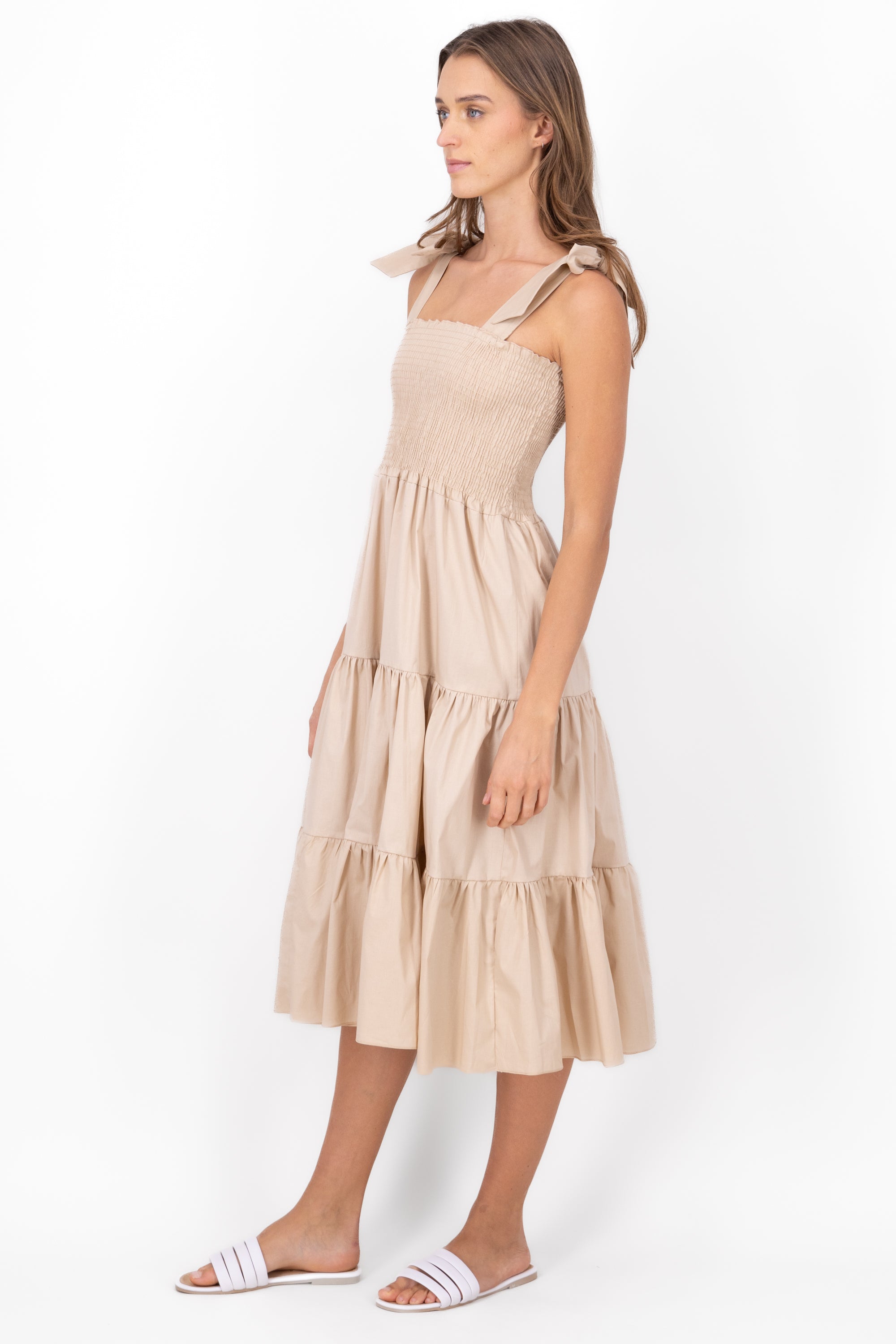 Vestido midi olanes KHAKI