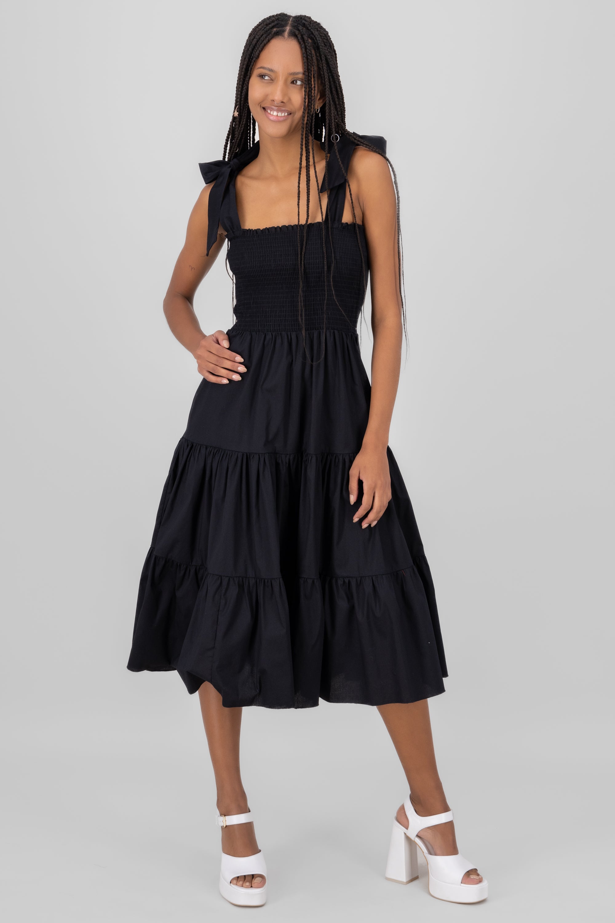 Vestido midi olanes NEGRO