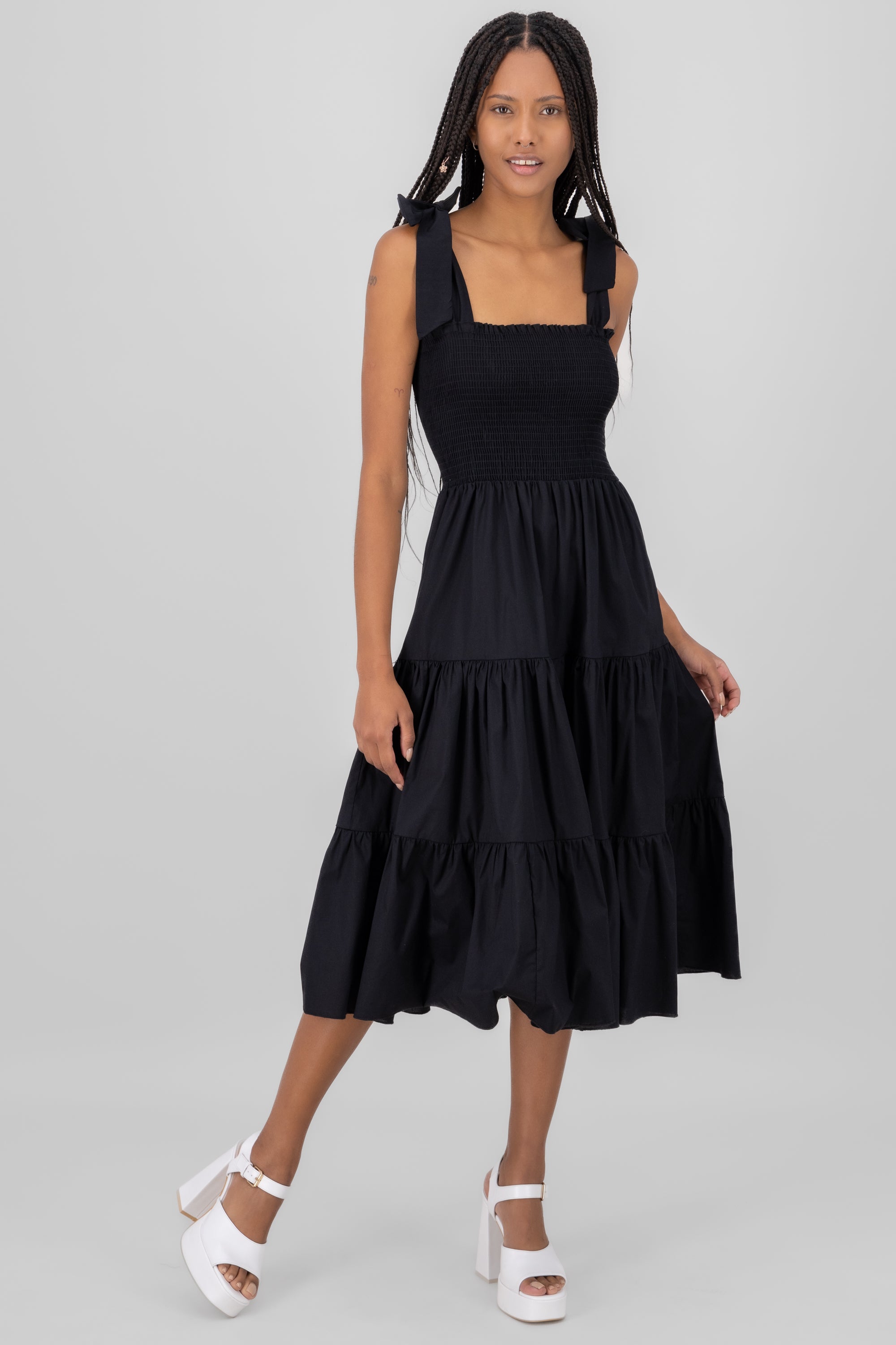 Vestido midi olanes NEGRO