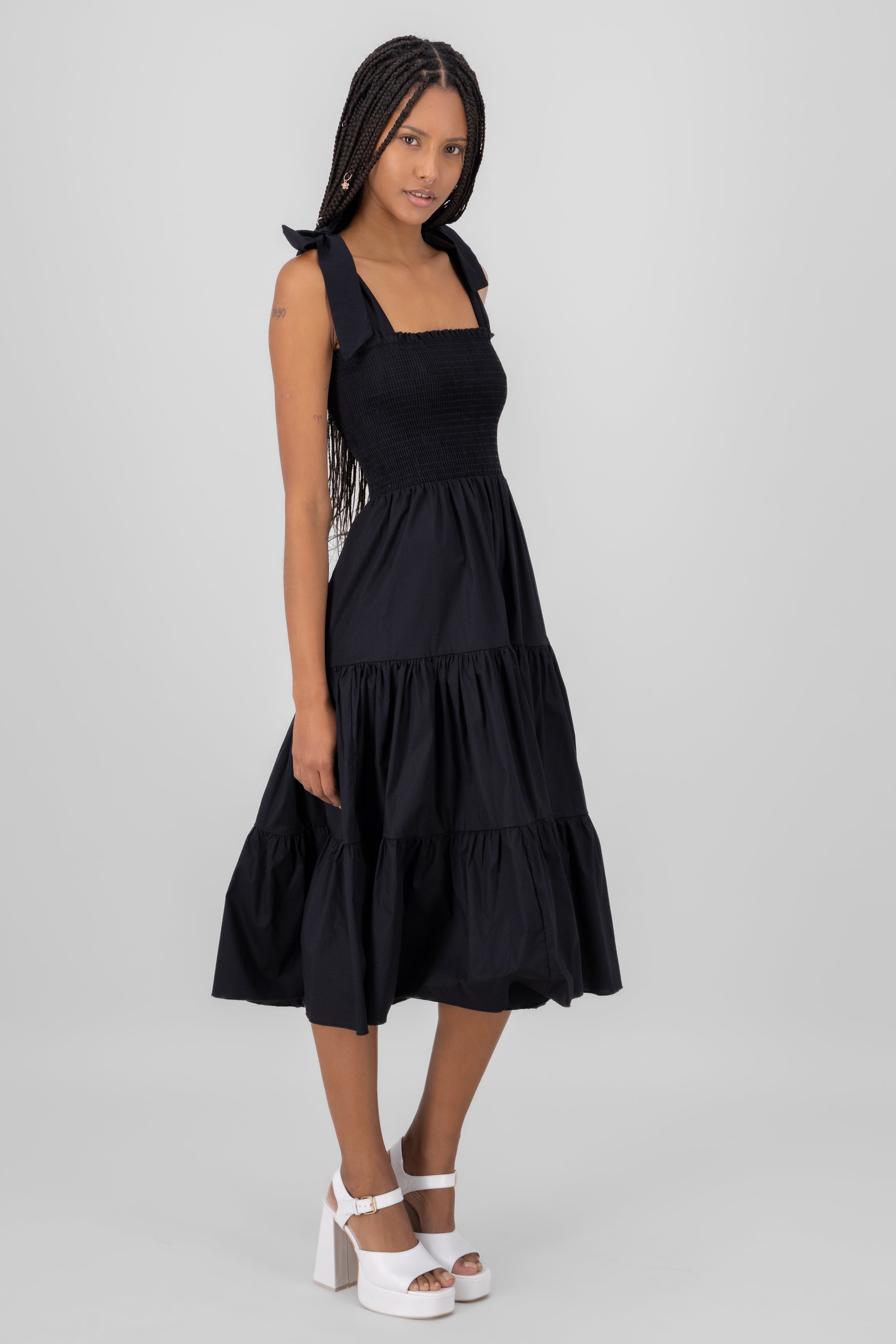 Vestido midi olanes NEGRO