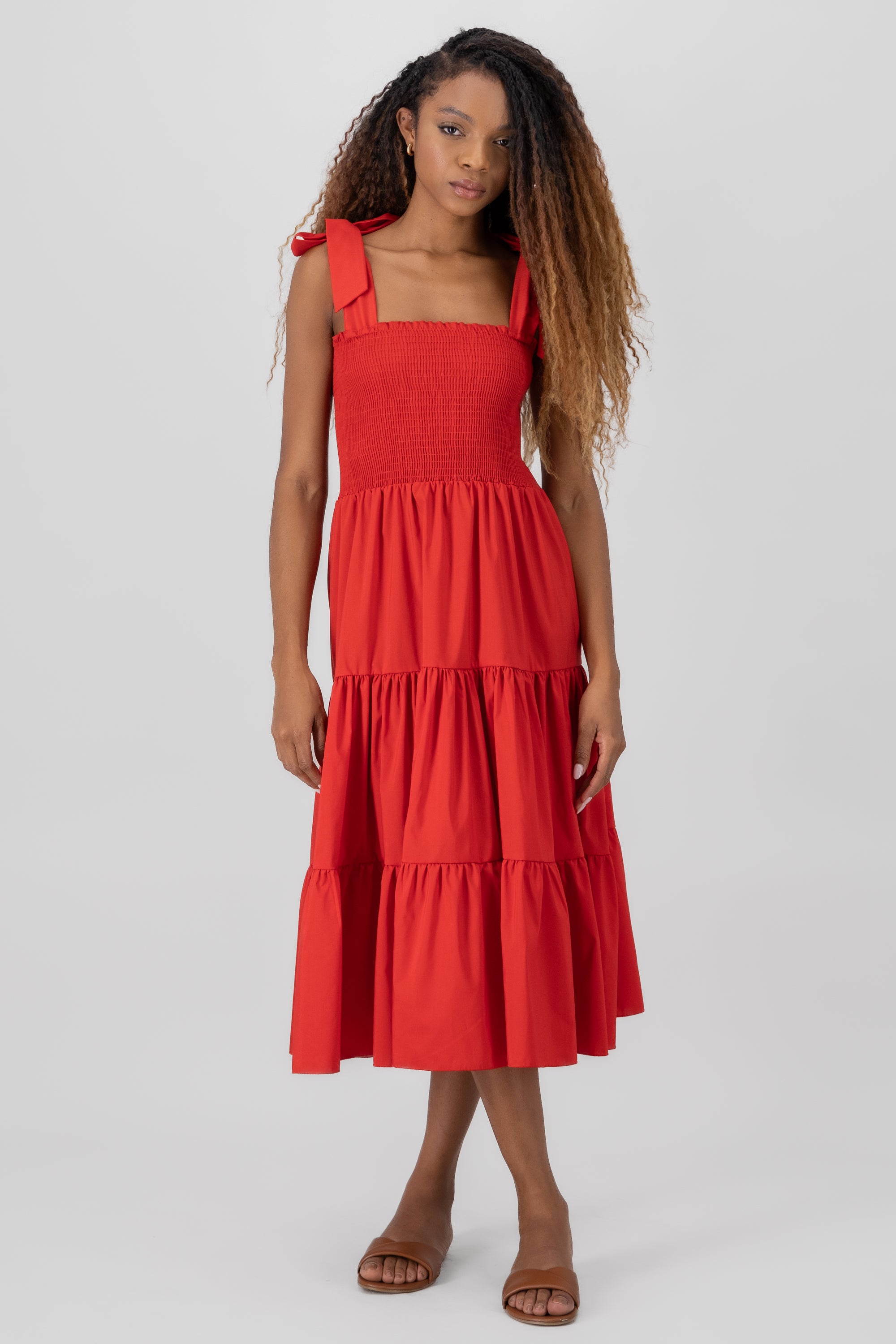 Vestido midi olanes ROJO