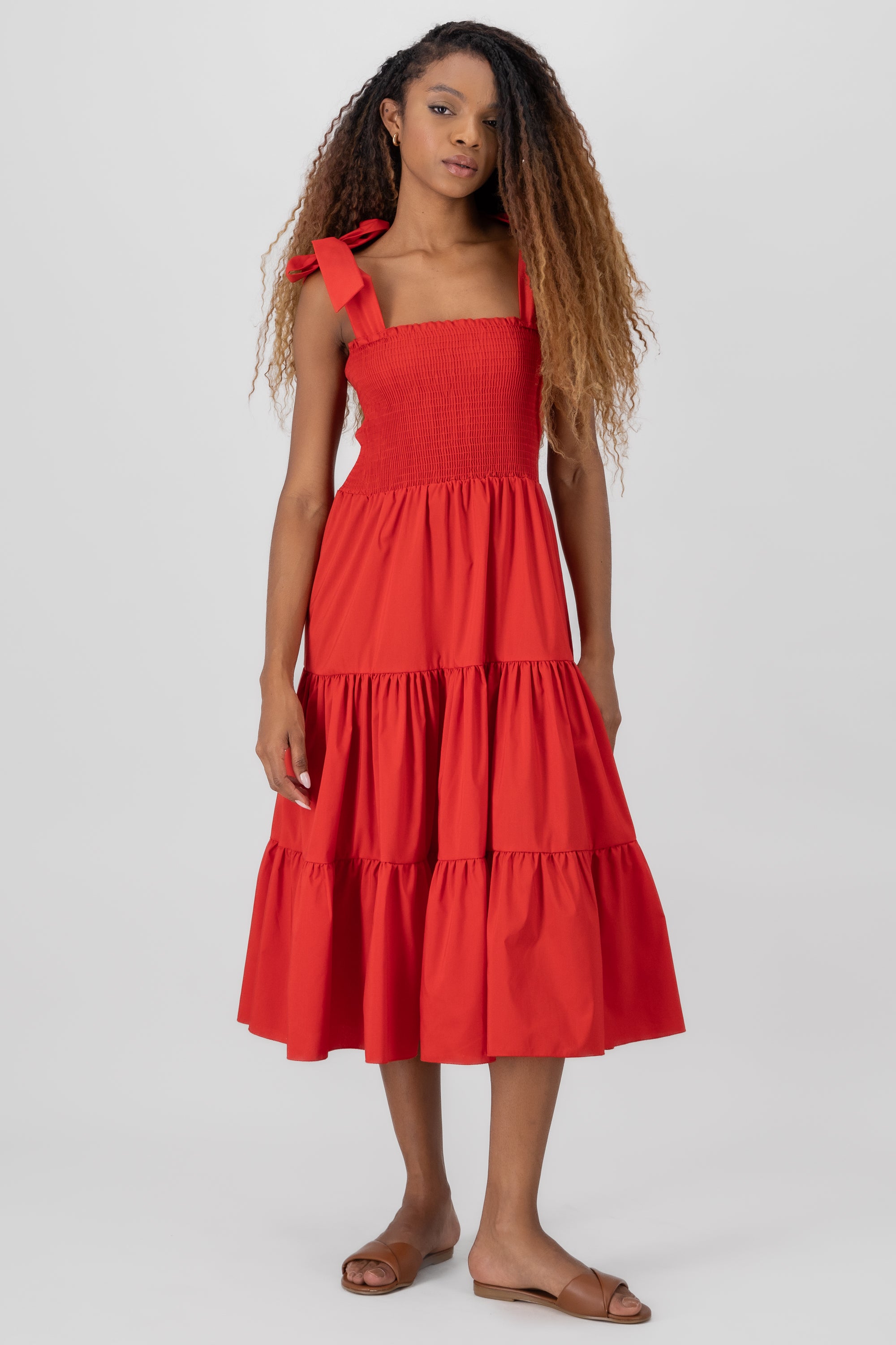 Vestido midi olanes ROJO