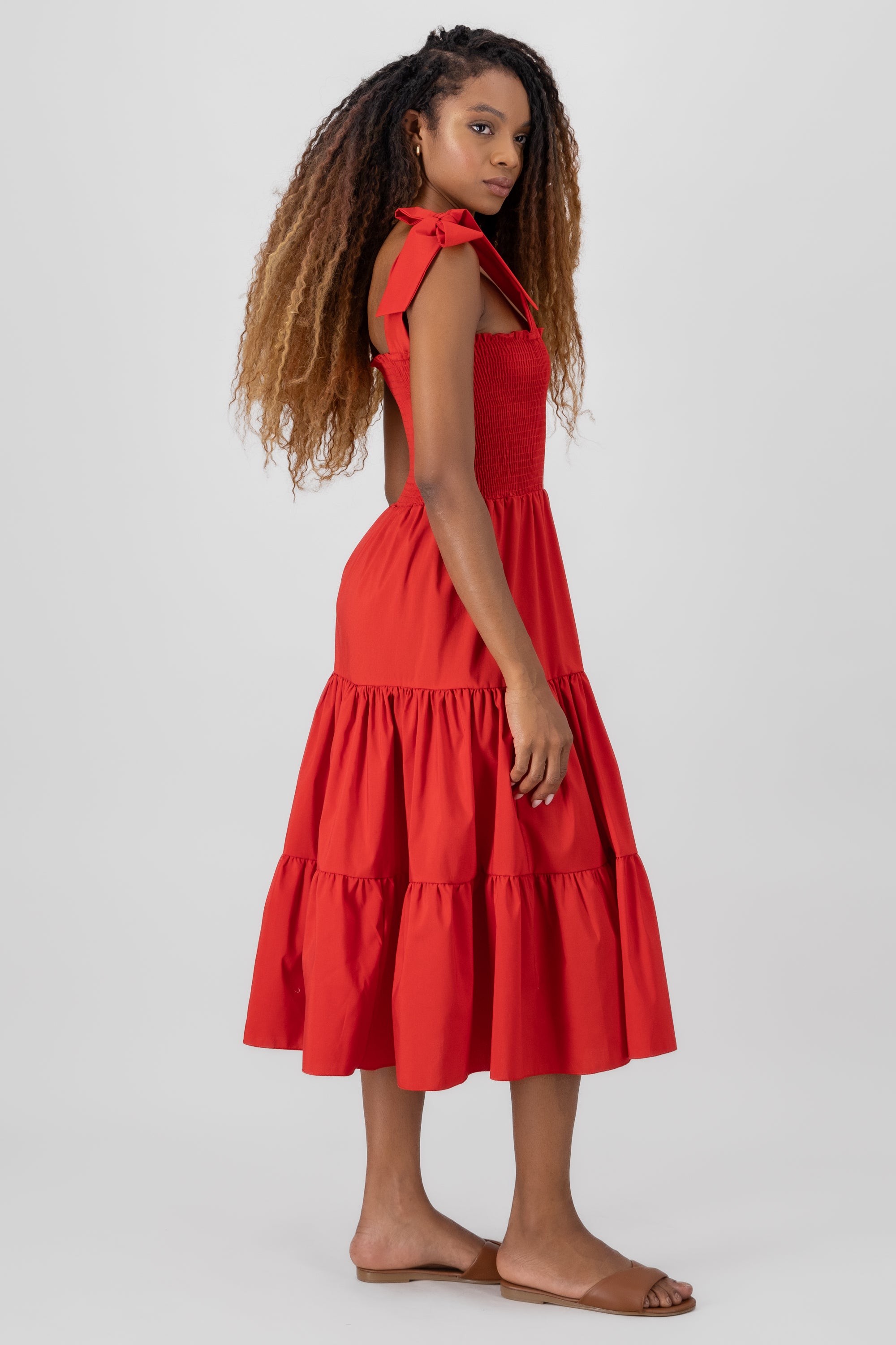 Vestido midi olanes ROJO