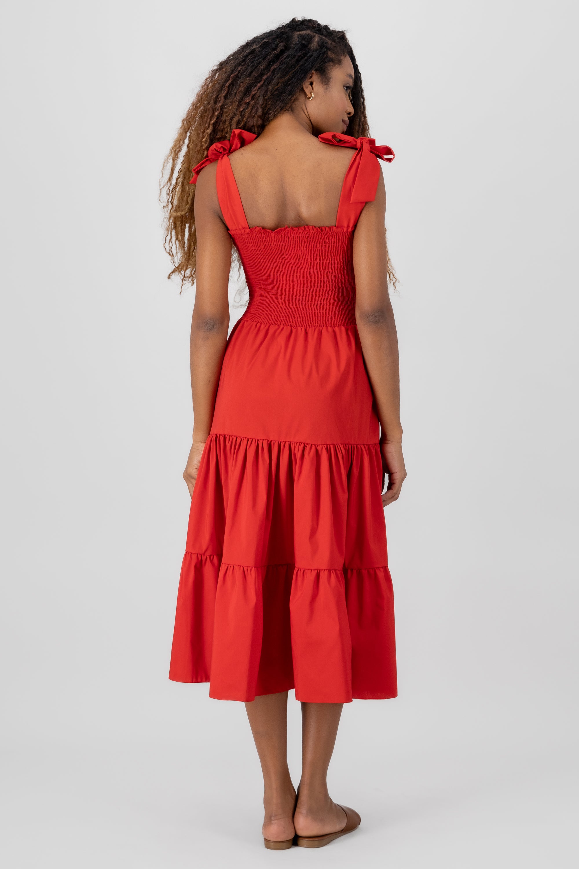 Vestido midi olanes ROJO