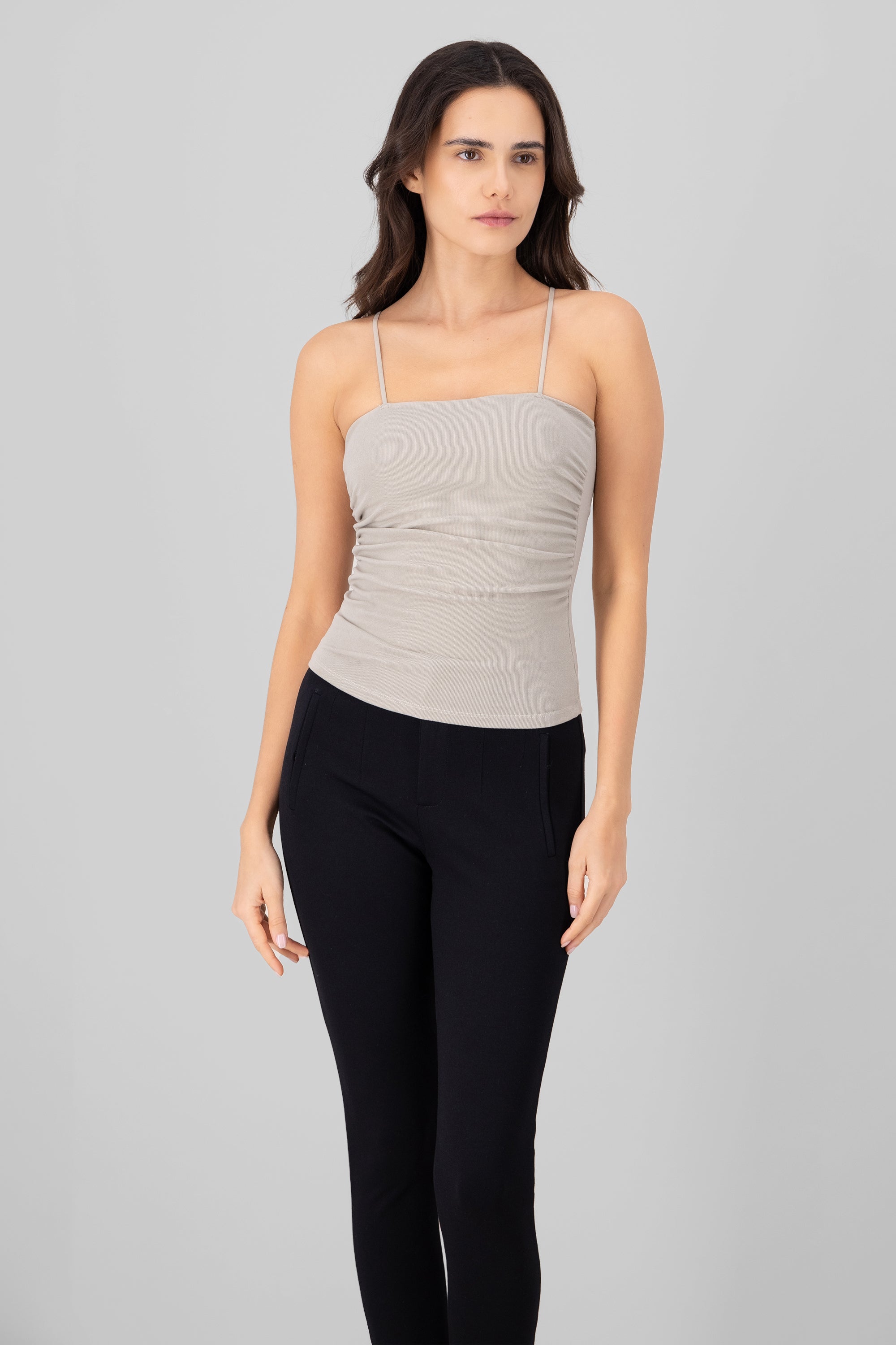 Drapeado top with glasses GREY