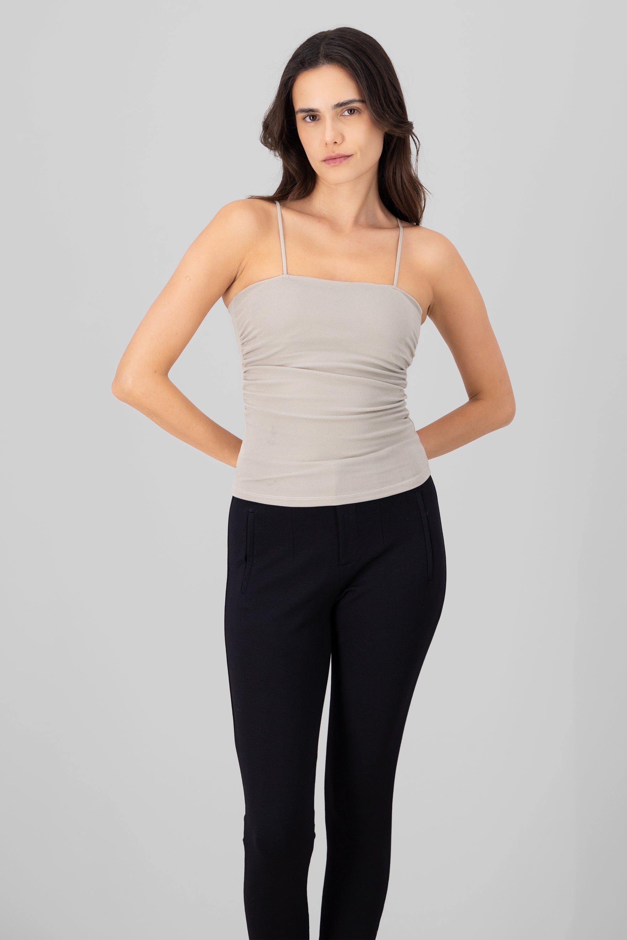 Drapeado top with glasses GREY