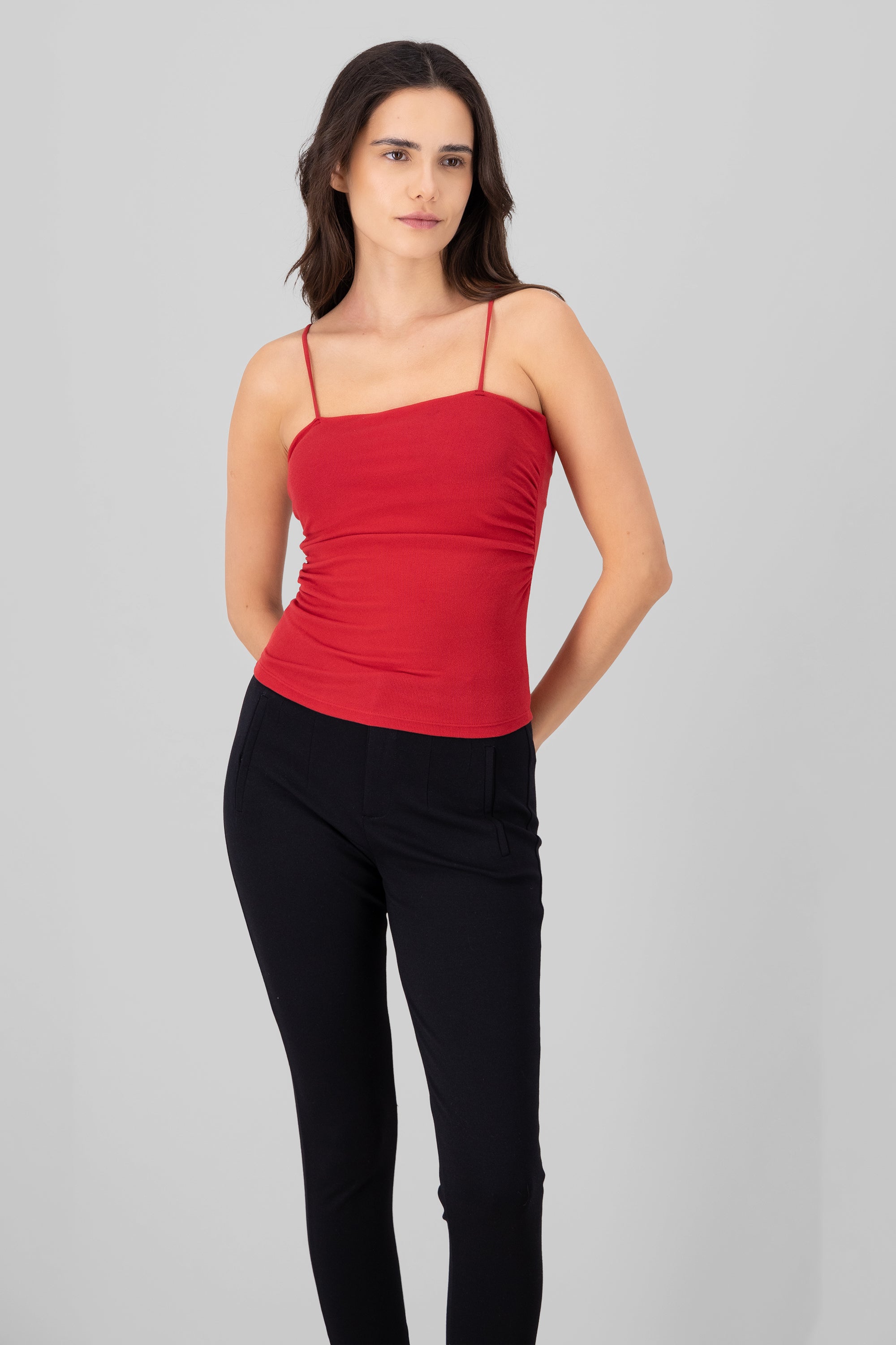 Drapeado top with glasses RED