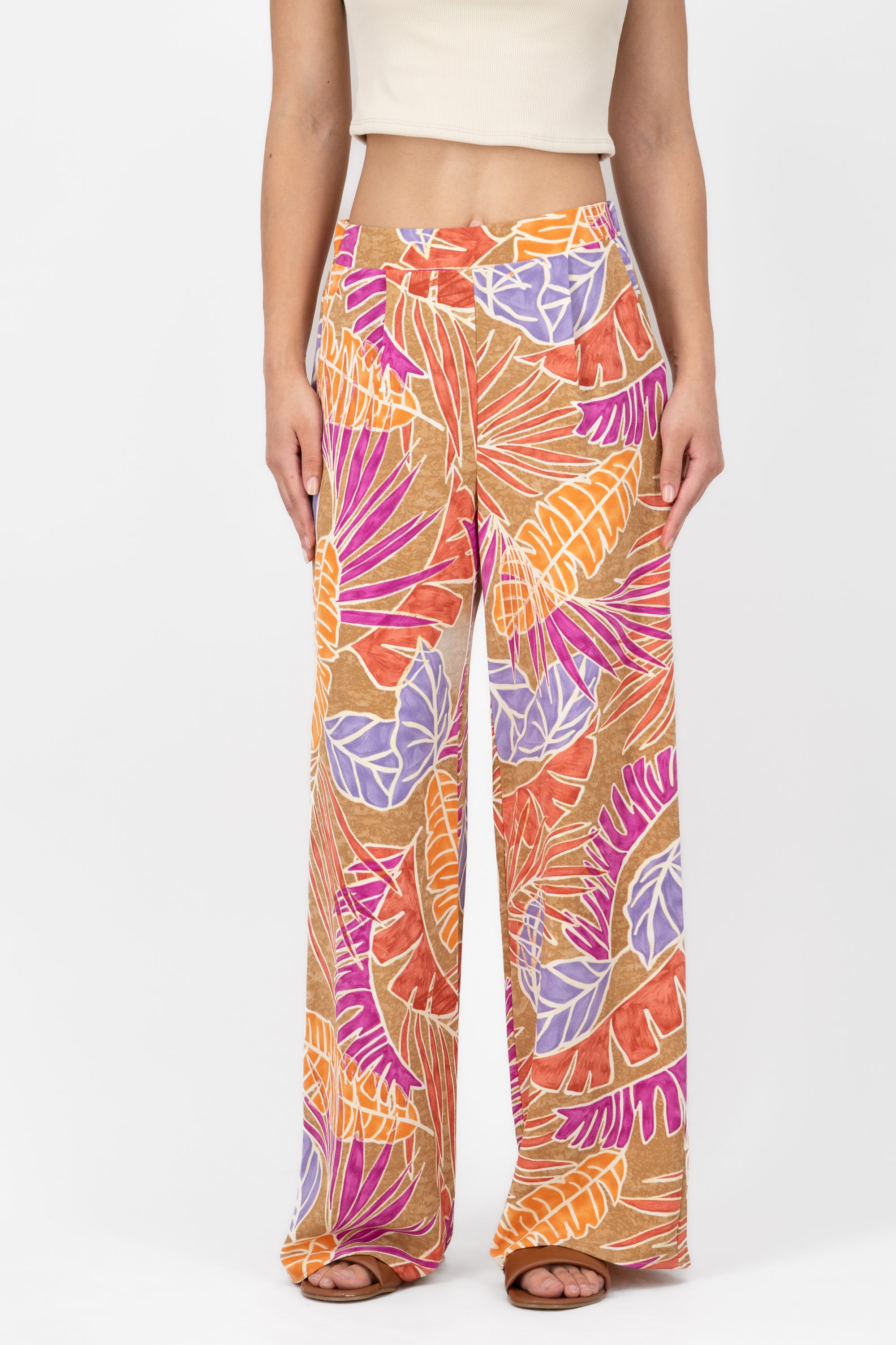 Pants wide detail tweezers CAFE COMBO