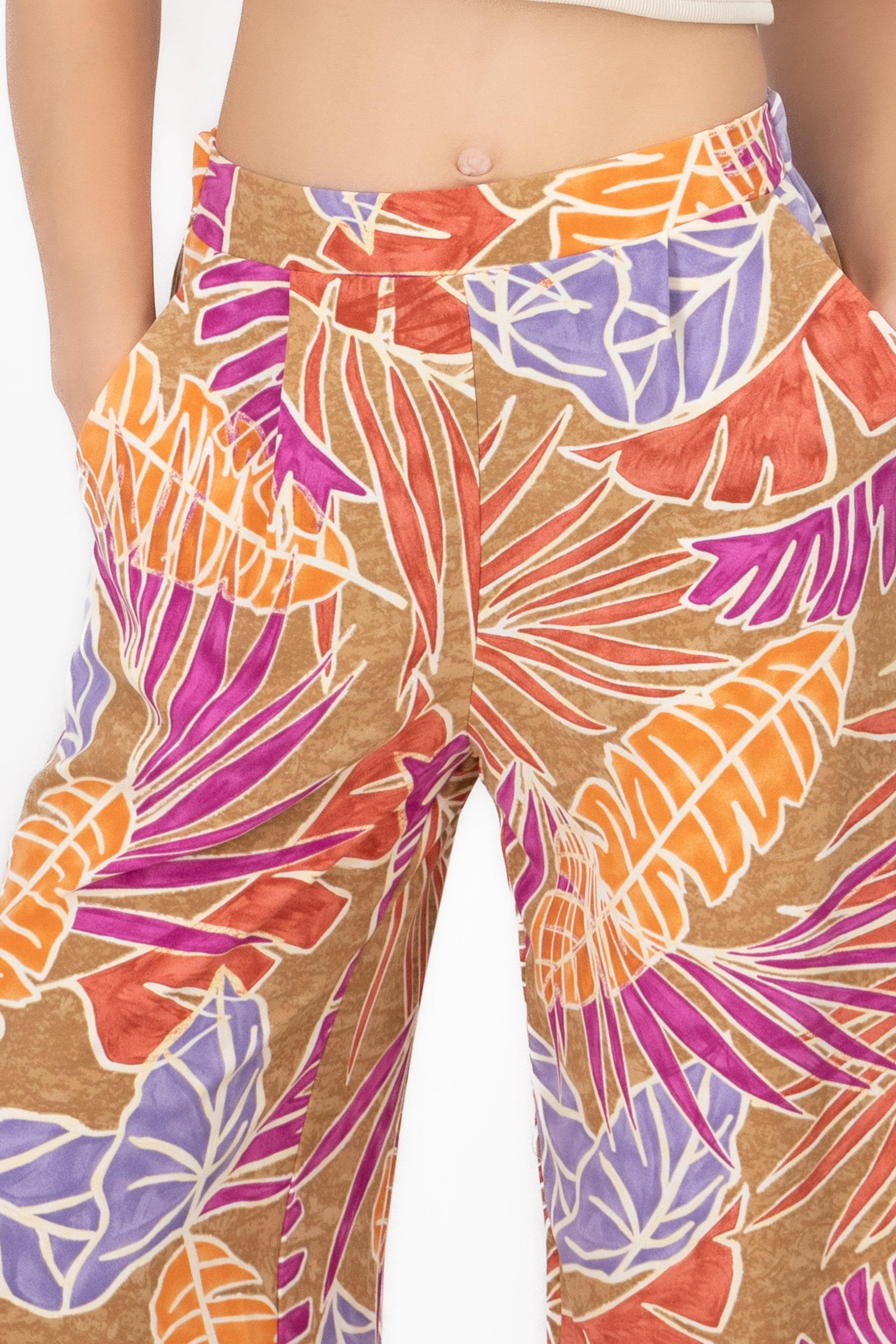 Pants wide detail tweezers CAFE COMBO