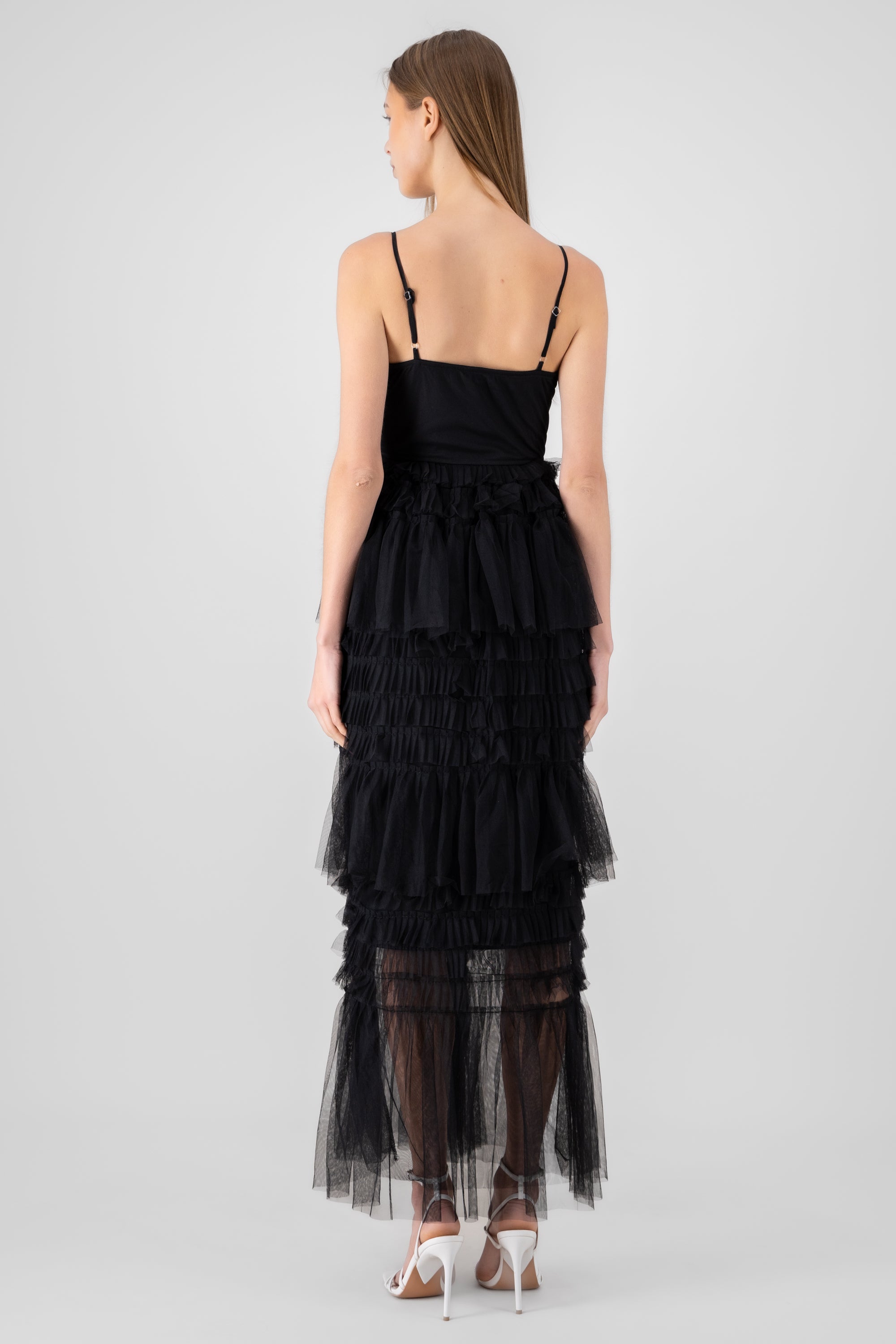 Maxi vestido mesh olanes NEGRO
