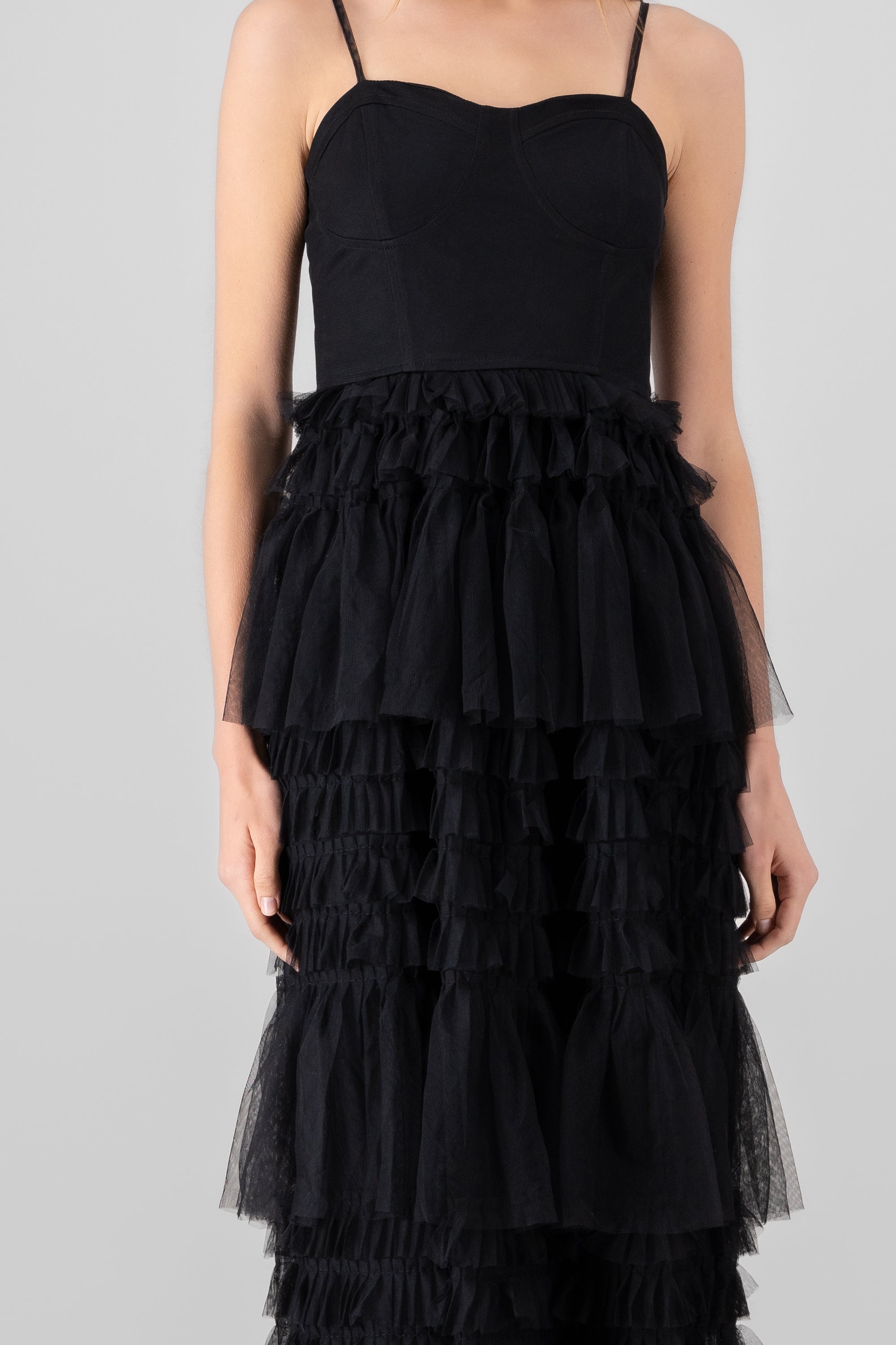 Maxi vestido mesh olanes NEGRO