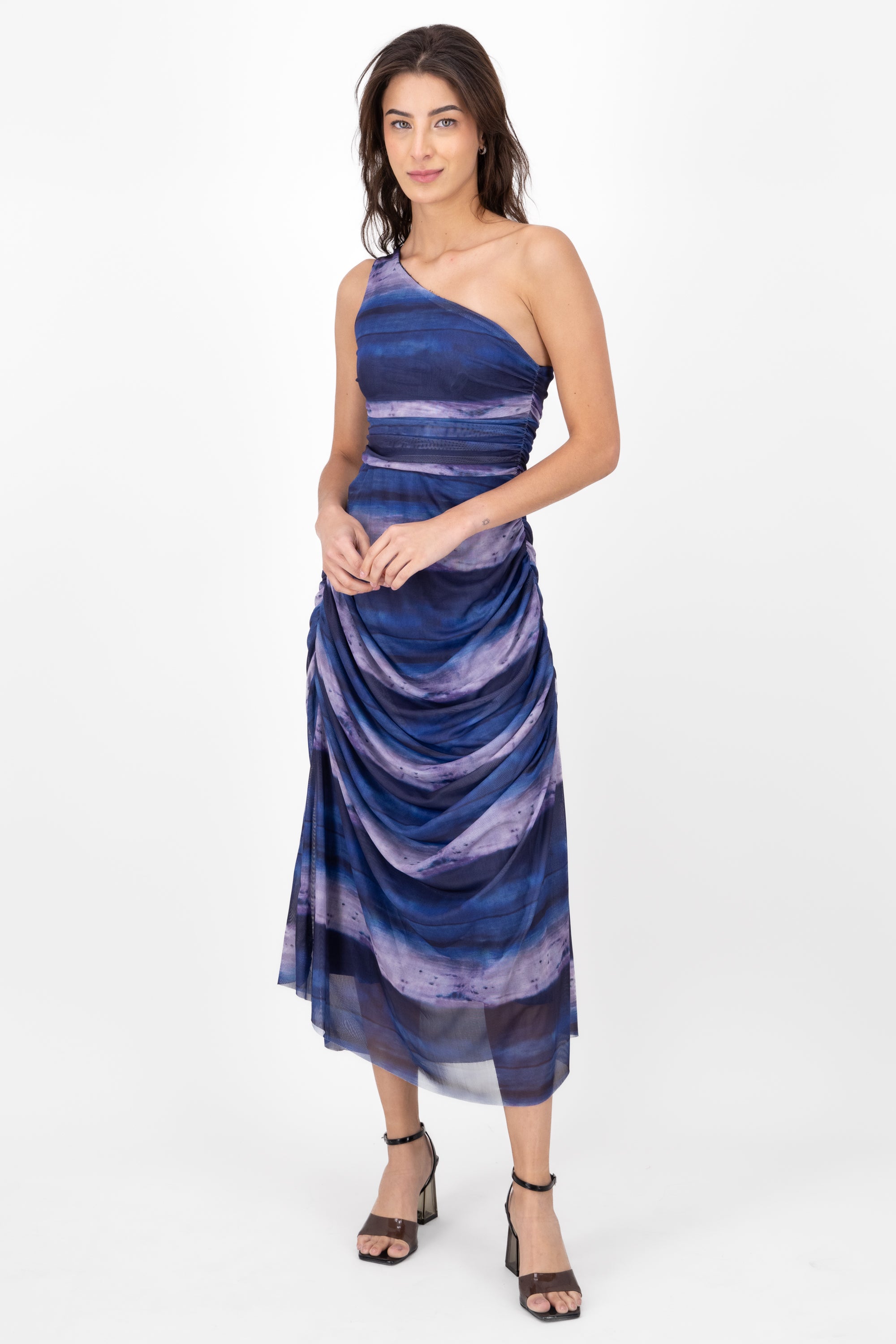 Maxi Vestido Mesh Estampado AZUL