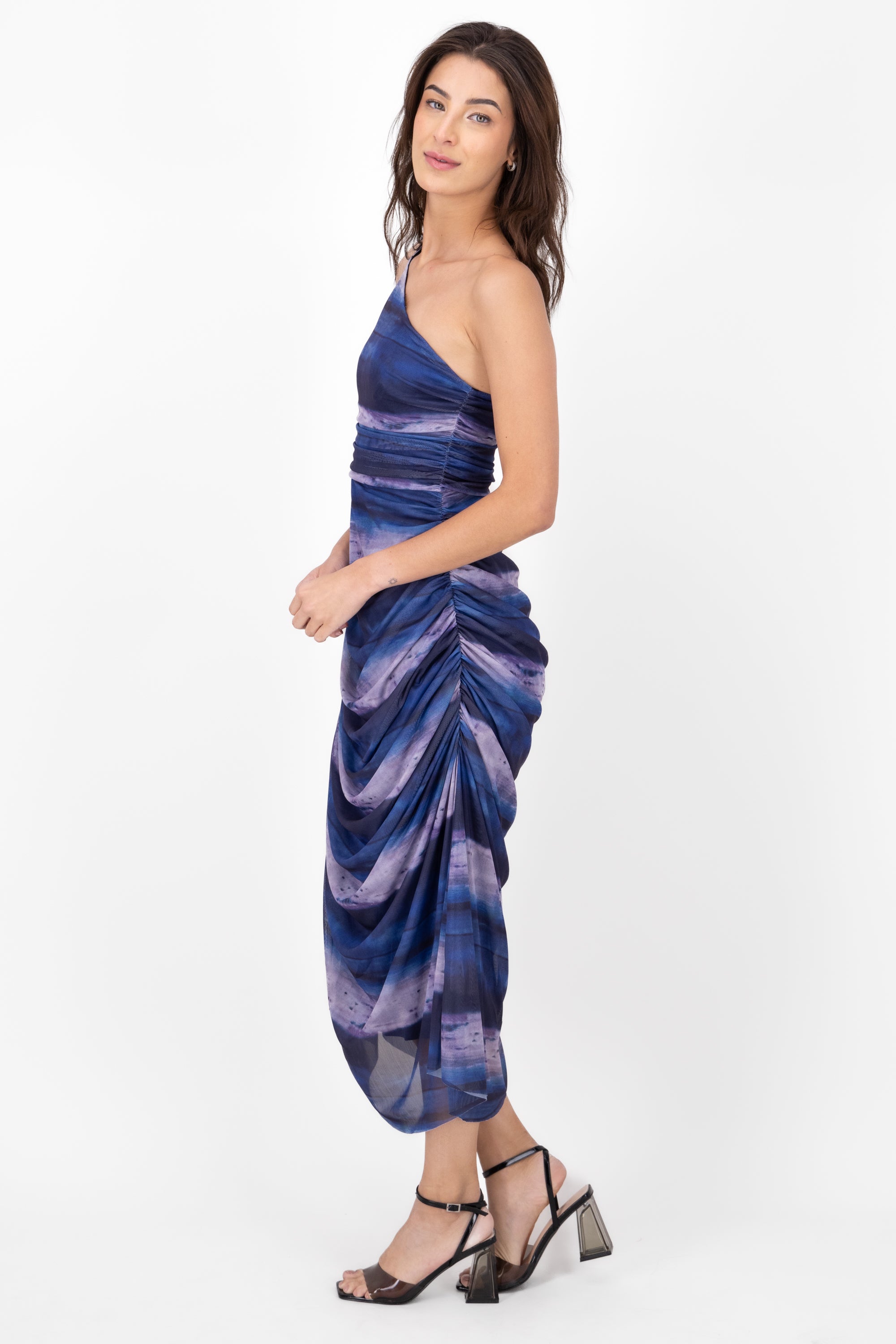 Maxi Vestido Mesh Estampado AZUL