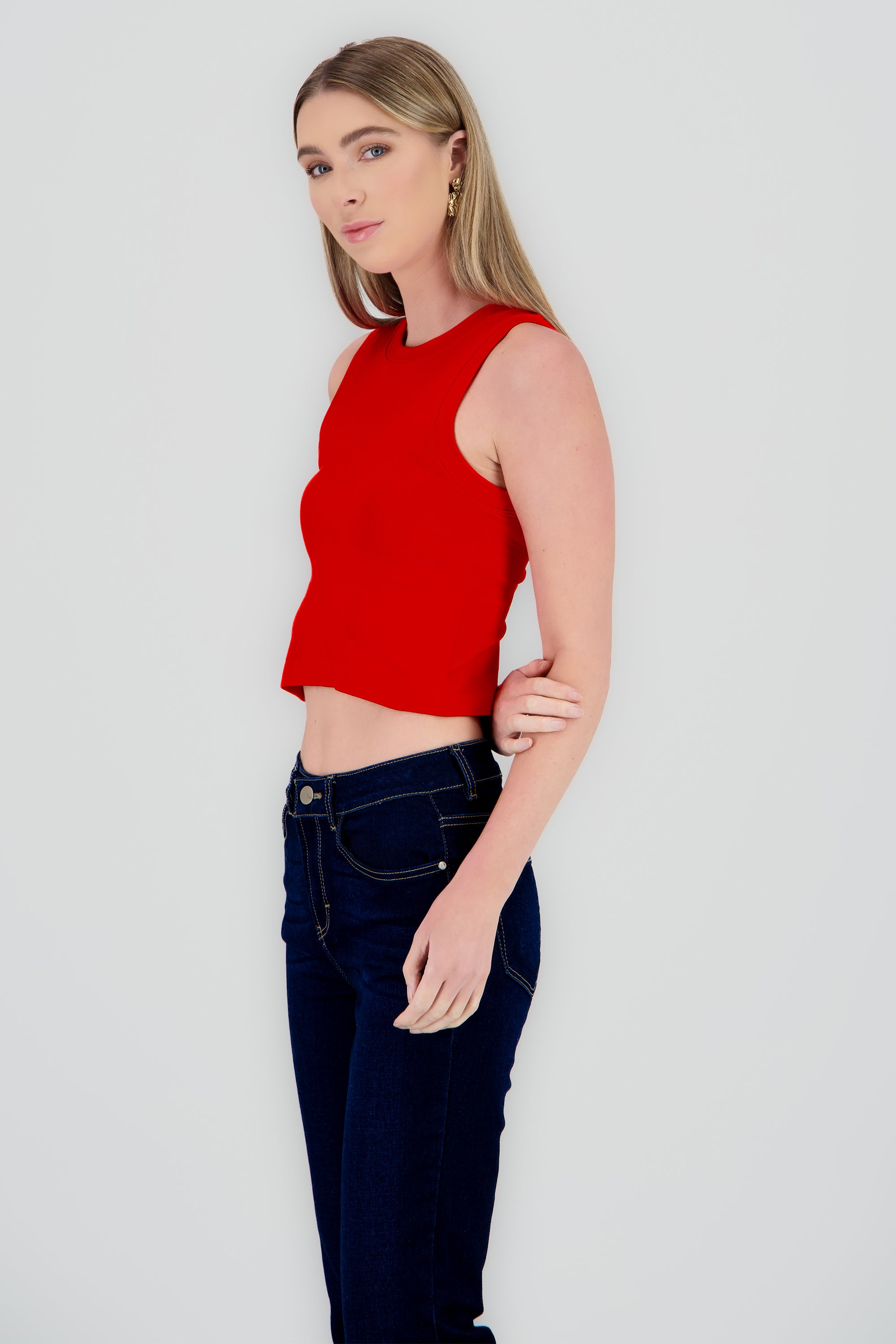 Top Seamless Liso Sin Mangas ROJO